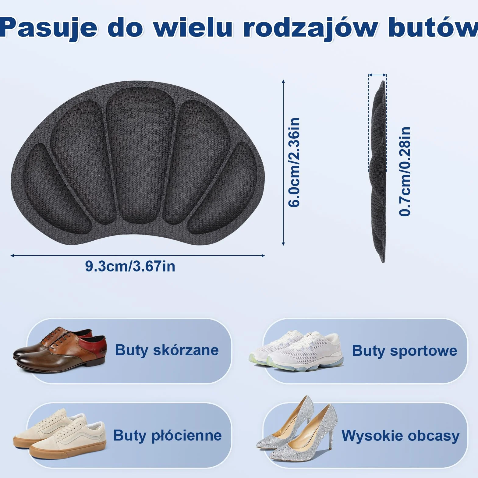 zapiętki do butów, 3 pary samoprzylepnych nakładek na pięty do luźnych butów, antypoślizgowe wkładki na pięty do trampek na wysokim obcasie, skórzane buty za duże