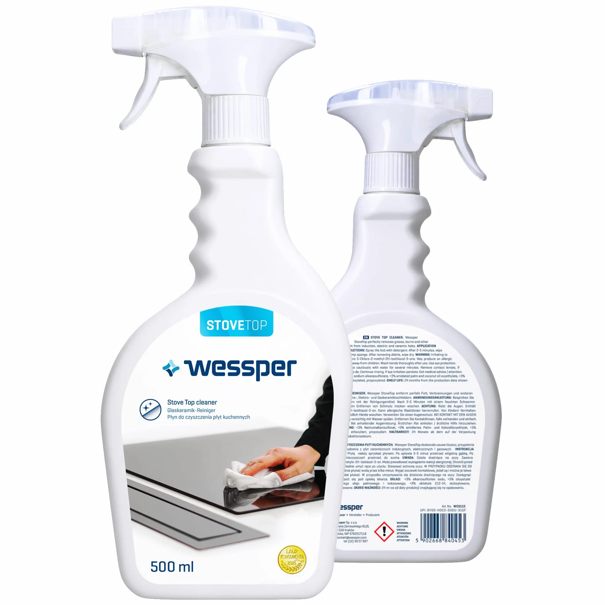 Wessper 2x Środek do Czyszczenia Płyt Indukcyjnych i Ceramicznych 500 ml | Szybko Usuwa Tłuste Zabrudzenia, Długotrwały Połysk
