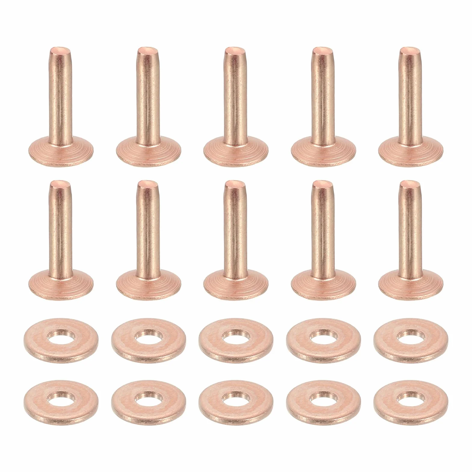 QUARKZMAN 50 sztuk nitów miedzianych i nasadek, 9 x 3,3 x 14 mm, solidne skórzane nity miedziane, do skóry, do majsterkowania, do majsterkowania, kolor miedziany