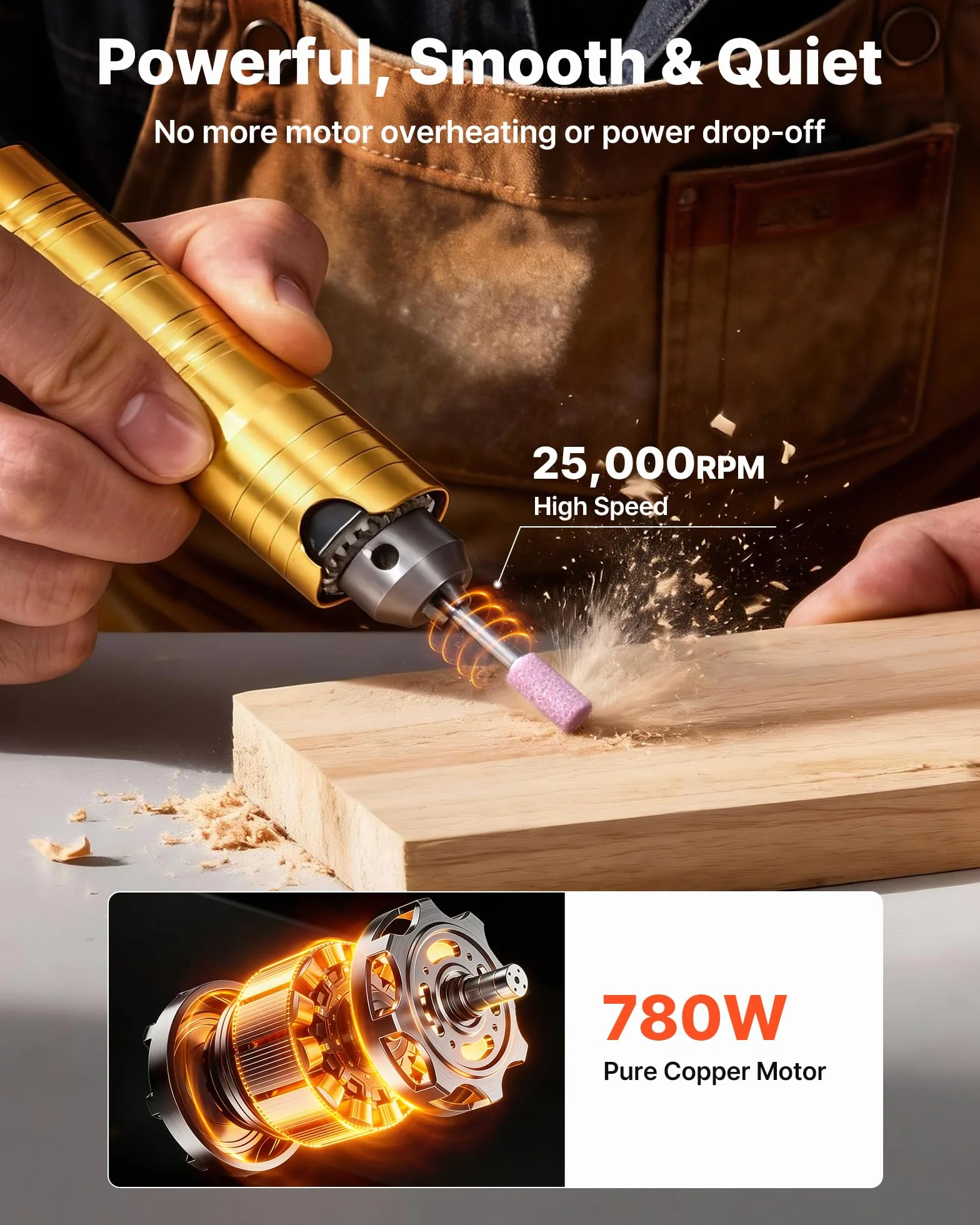 VEVOR Szlifierka wału giętkiego Elektryczne narzędzie obrotowe 780 W Prędkość 25000 obr./min, Elektryczna wisząca polerka wisząca Sterowanie pedałem do szlifowania metalu do drewna
