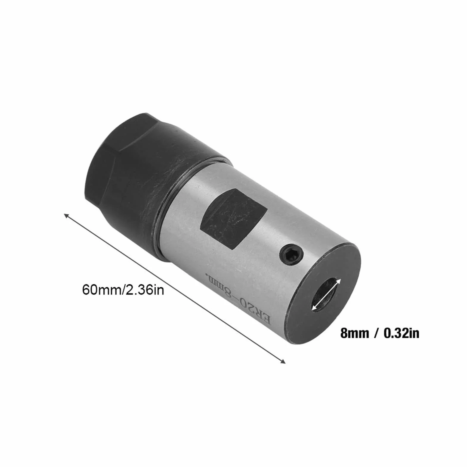 Spannzangenblock C25-ER20-45L Rundspannzangenhalter 6mm / 8mm / 10mm / 12mm / 16mm für CNC-Drehspindelmotor-Klemmstange(8mm)