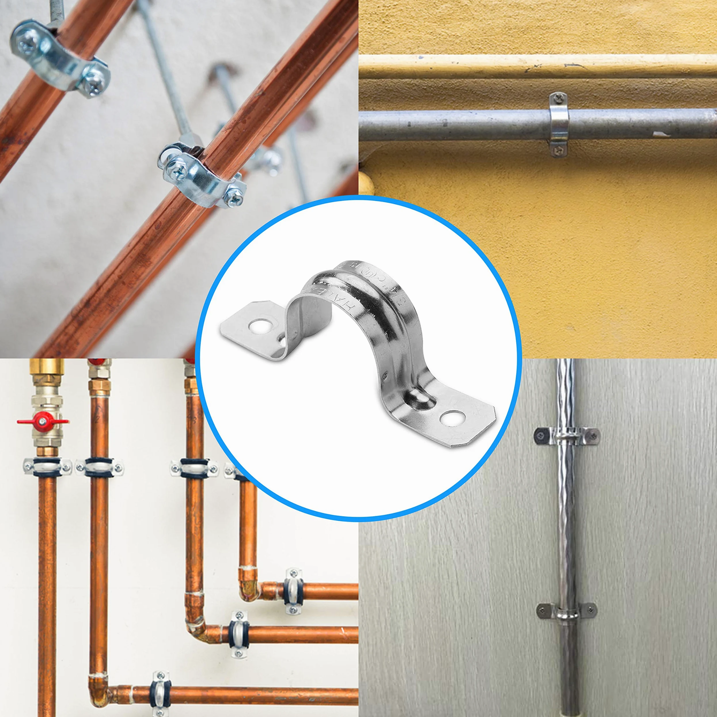 OhLectric Pasek podtrzymujący rurę - stalowy pasek do rur z 2 otworami - wytrzymały wspornik 1/5.1 cm U - ocynkowany klips do rury napinającej - zacisk do rur do przewodów EMT - OL-72846-100 szt