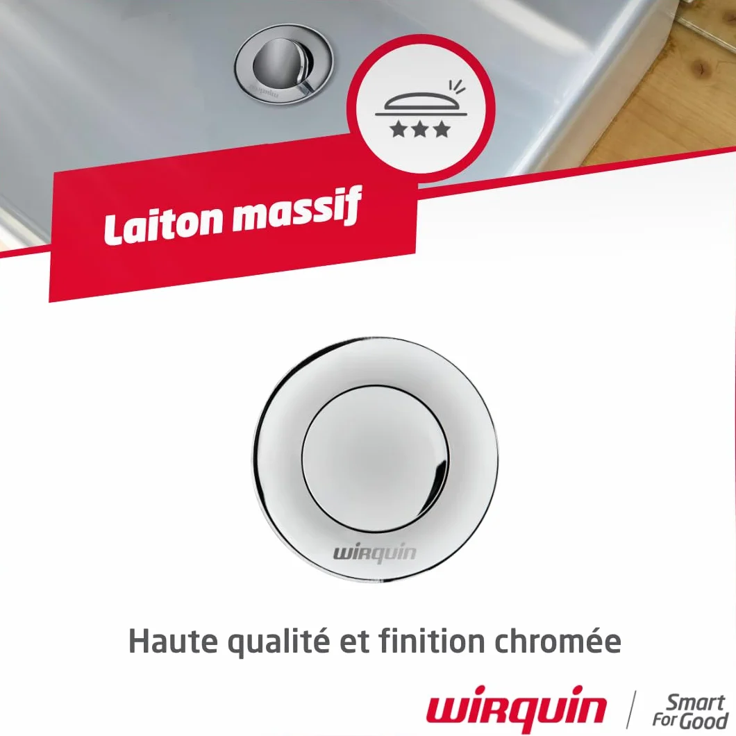 Wirquin 30723428 - Mosiężny odpływ umywalkowy - Zawór obrotowy 75mm bez przelewu