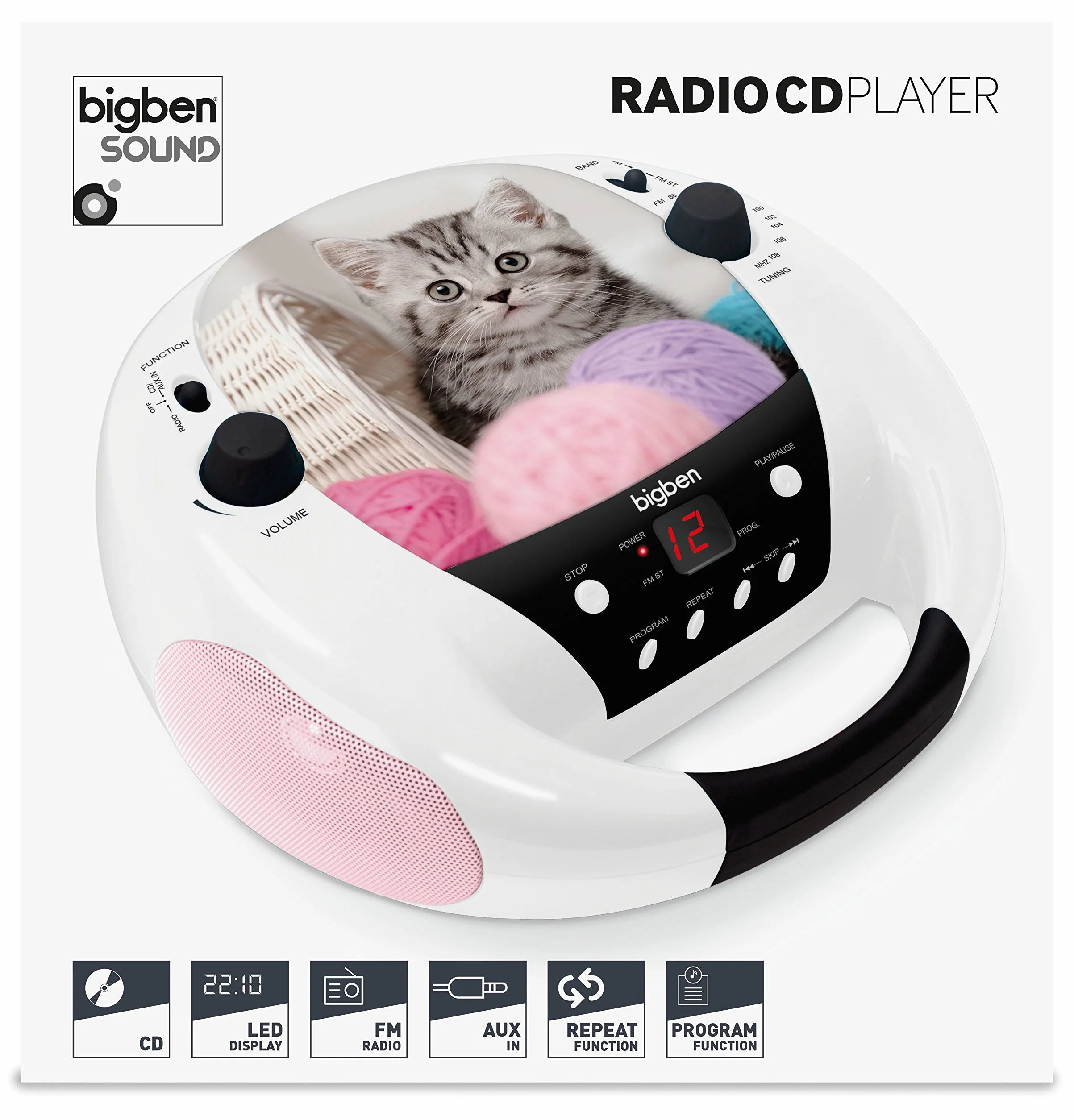 Lettore CD Radio FM Portatile Gatto Cd52Cats3