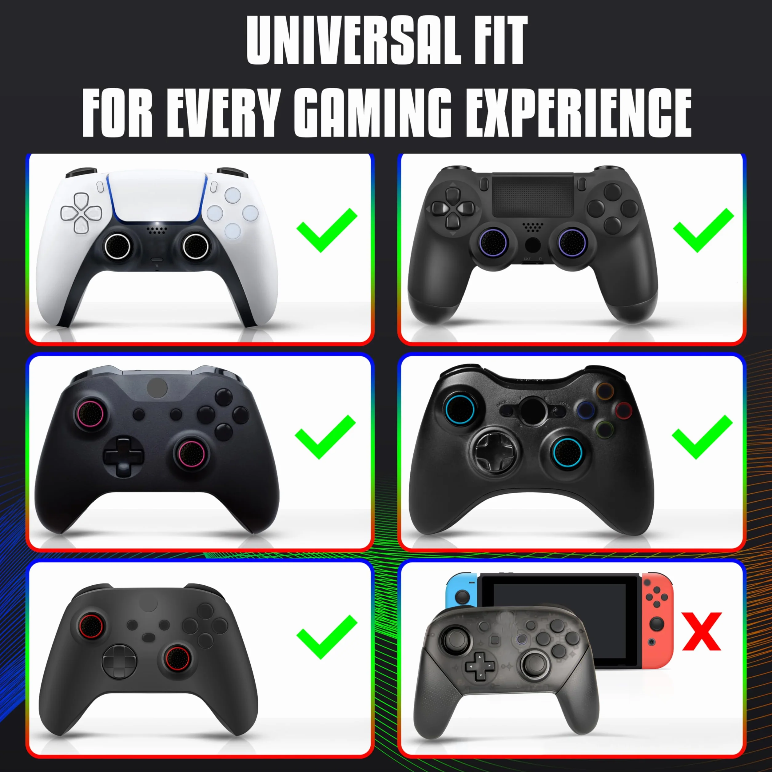 MatoSan® Zestaw 8 Nakładek na Drążki Analogowe – Kompatybilne z PS5 – Antypoślizgowe Nakładki na Thumbstick – Akcesoria Gamingowe do Kontrolerów