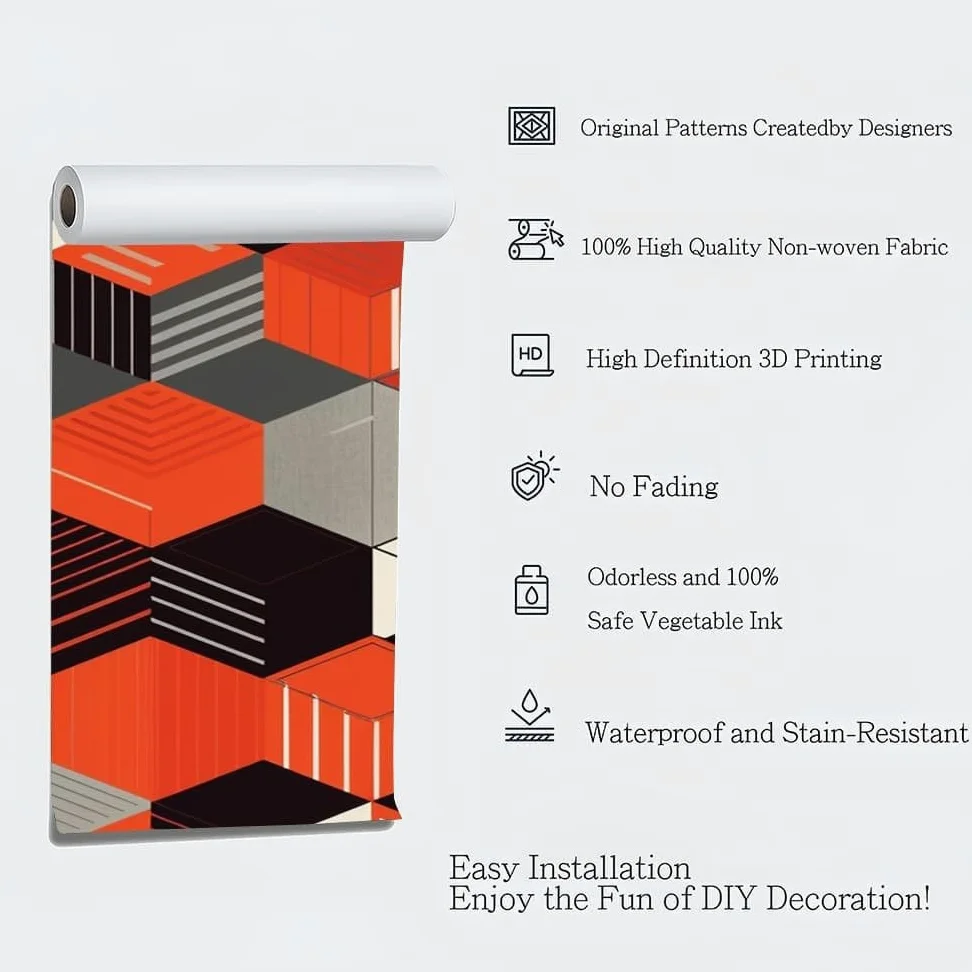 Fototapeta nowoczesna geometria plaster miodu abstrakcyjny mural z włókniny gigantyczny plakat 300 x 210 cm kolor pomarańczowy tapeta do różnych pomieszczeń tapeta ścienna, modna fototapeta