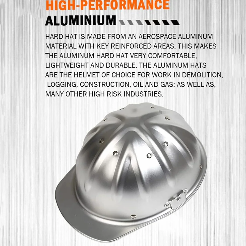 Kask ochronny, aluminiowy kask regulowany kask ochronny Wzmocnienie ze stopu aluminium na górze jest bezpieczniejsze i skuteczniejsze, aby zapobiec przebiciu
