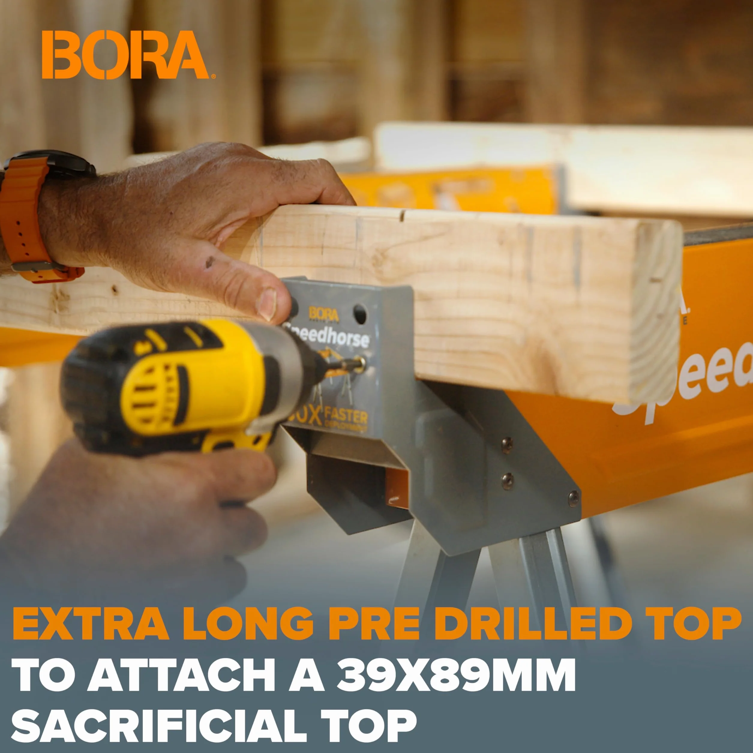 Bora PORTAMATE Speedhorse PM-4500T dwupak, 30 x szybsza natychmiastowa konfiguracja, niesekwencyjne składanie nóg, nośność 1633 kg na parę, metalowy blat na 2 x 4 cm, wytrzymała, profesjonalna piła
