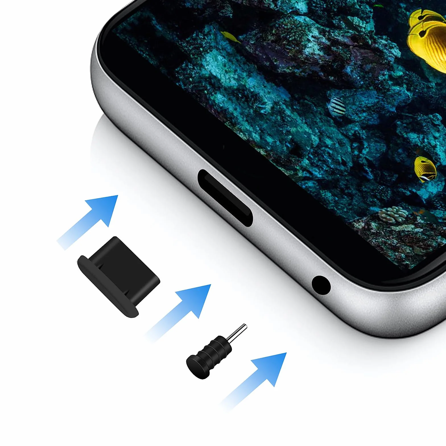 Giantree Zestaw wtyczek przeciwpyłowych USB C silikonowy czarny 20 szt.