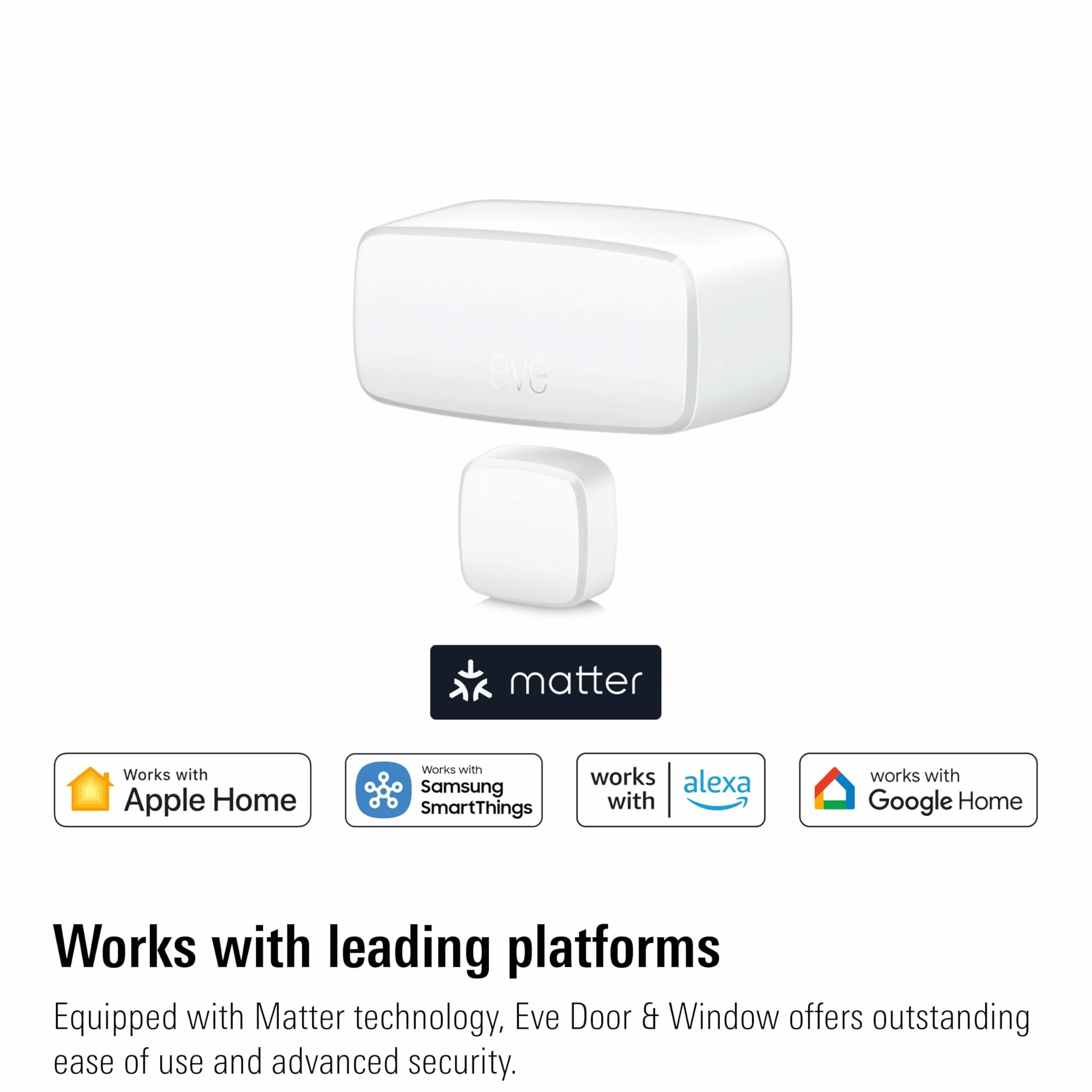 Eve Door & Window - inteligentny czujnik kontaktowy, bezpieczeństwo domu, gotowy na przyszłość z Matter i Thread, kompatybilny z Apple HomeKit, Alexa, Google Home, SmartThings