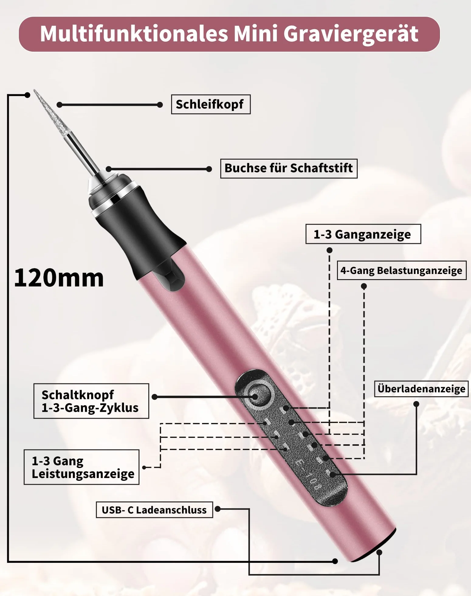 Elektryczny rysik grawerski Wielofunkcyjny zestaw narzędzi grawerskich, ZITFRI Mini grawer do grawerowania z akcesoriami do grawerowania, ładowalny rysik do grawerowania do majsterkowania na metalu