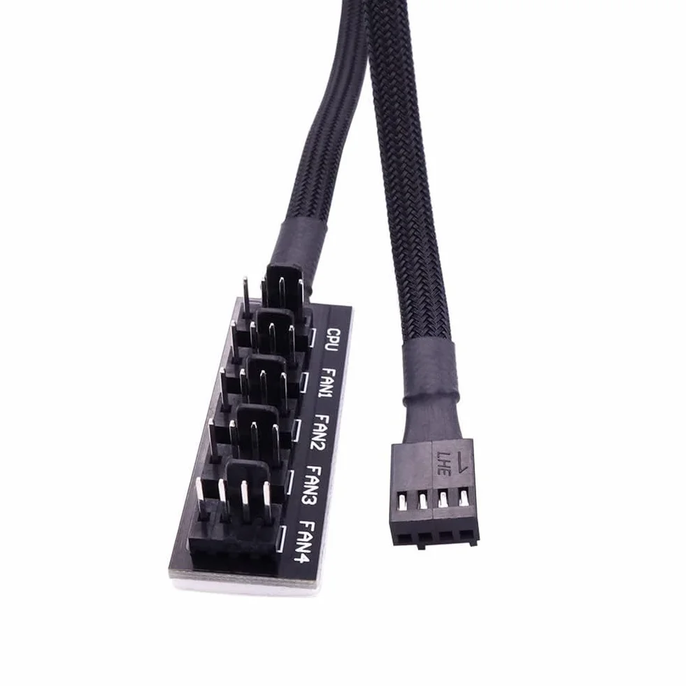 4szt. Koncentrator Wentylatora PWM, Chłodzenie Procesora Komputera PC 4 PIN/3PIN Wentylator Kabel Zasilający Hub Rozdzielacz Adapter z Rękawem PWM Case Splitter Wentylatora Trwała Wysoka Jak