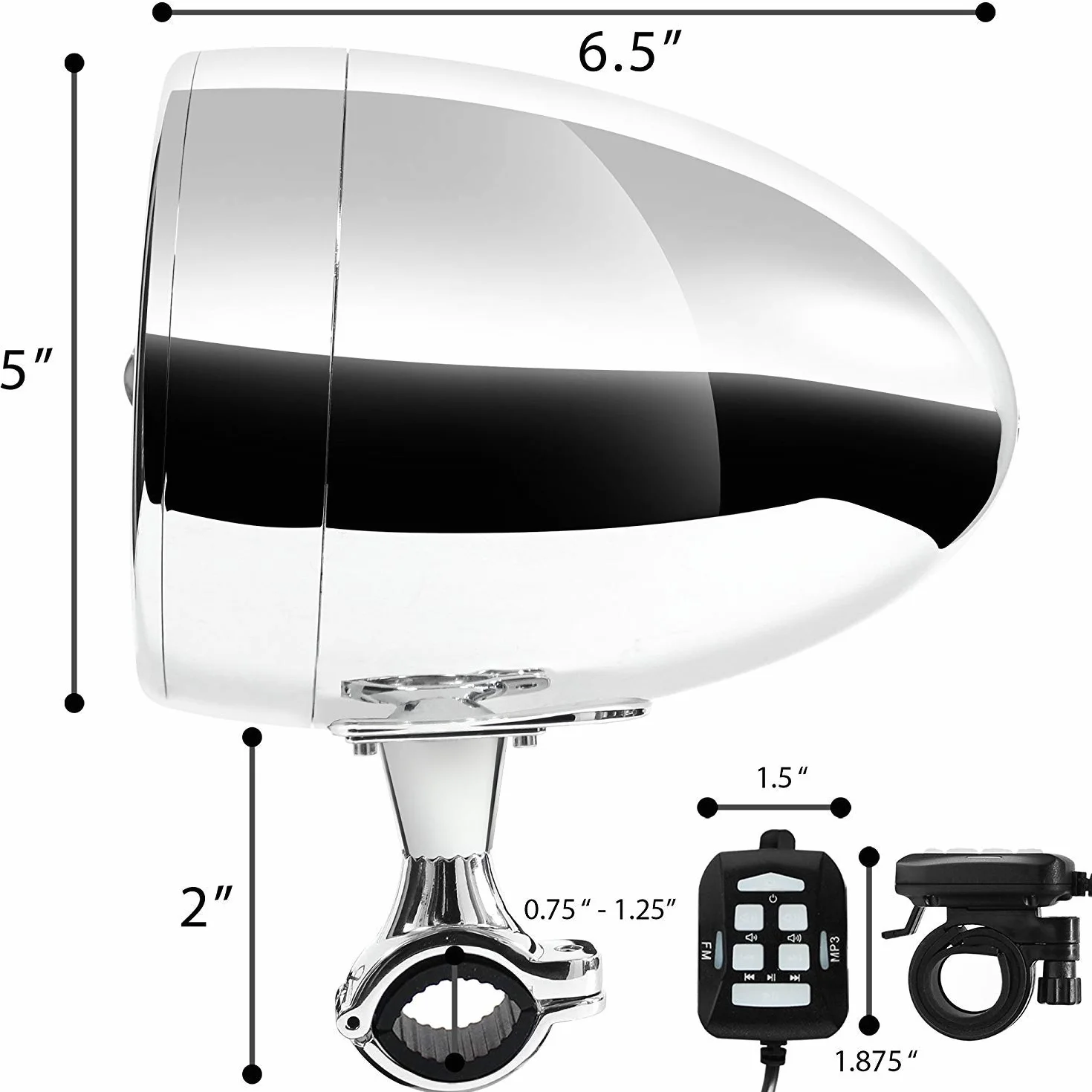 Aileap Wodoodporny głośnik stereofoniczny Bluetooth 5 cali, basowy system audio USB AUX do motocykli Harley ATV UTV RZR