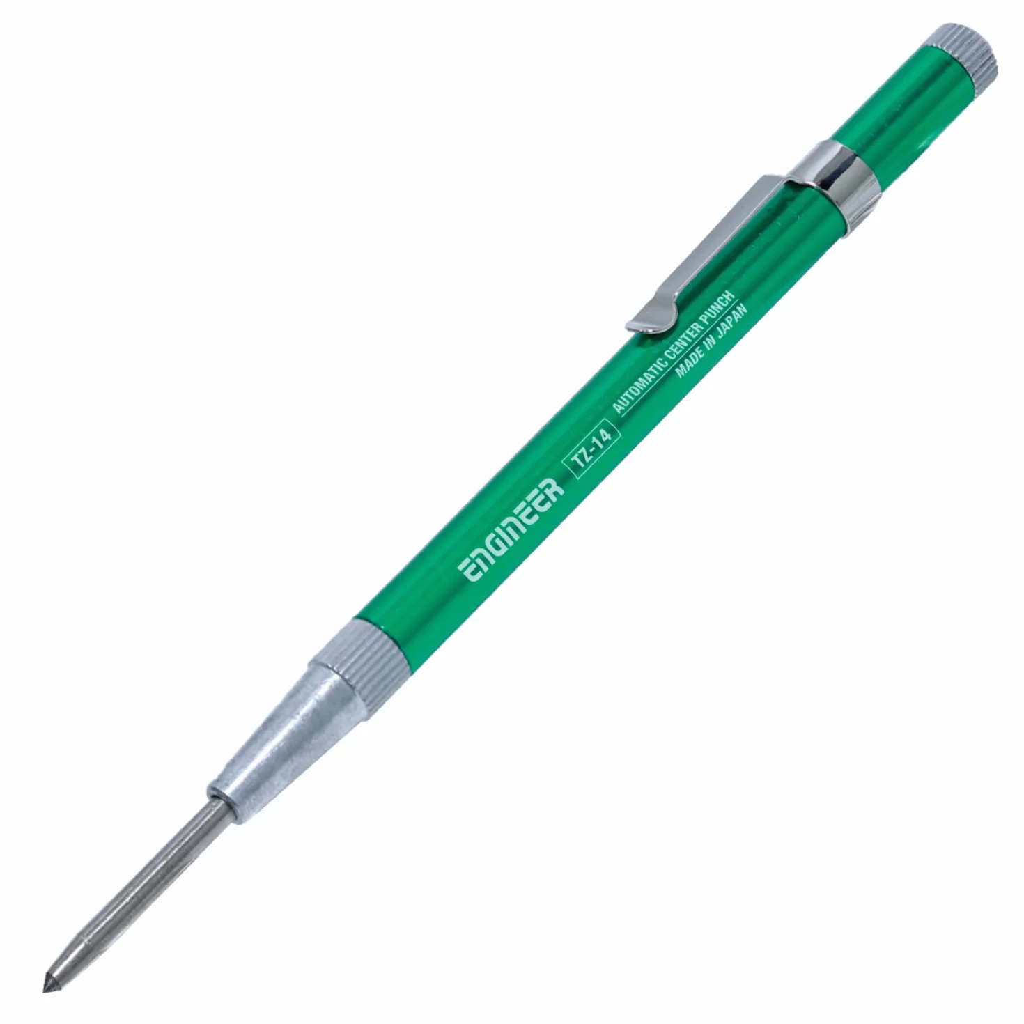 Automatyczny dziurkacz sprężynowy z klipsem kieszonkowym, profesjonalna końcówka z węglika wolframu, ENGINEER TZ-14 Made in Japan, długość 138 mm
