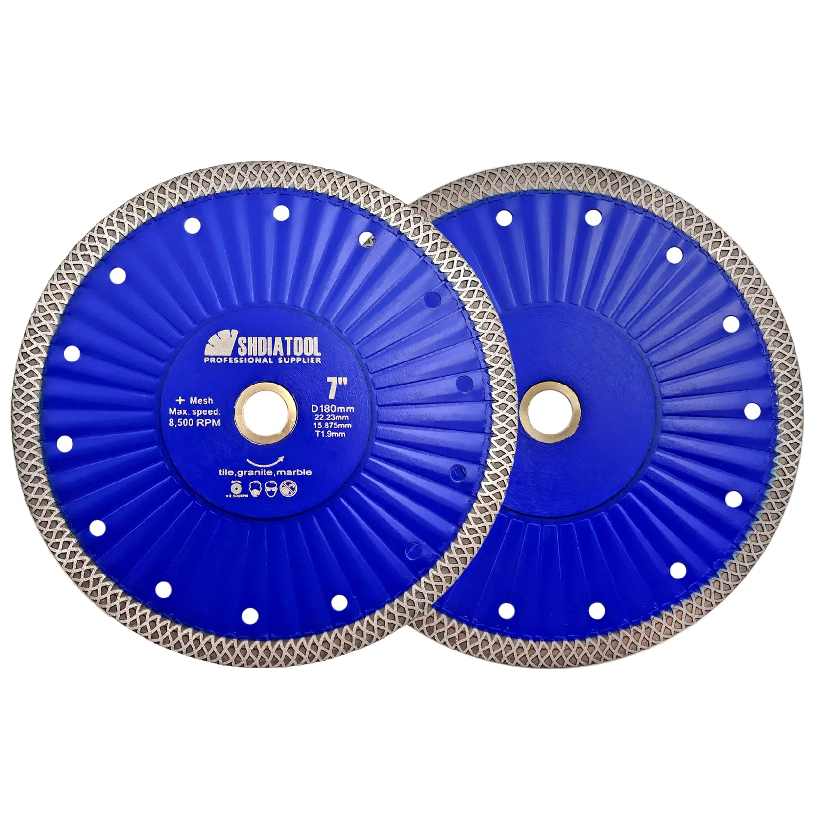 SHDIATOOL Diamentowe brzeszczoty do płytek 180 mm, porcelanowe tarcze tnące do ceramicznego marmuru, granitu, kamienia betonowego, 180 mm (2 sztuki)