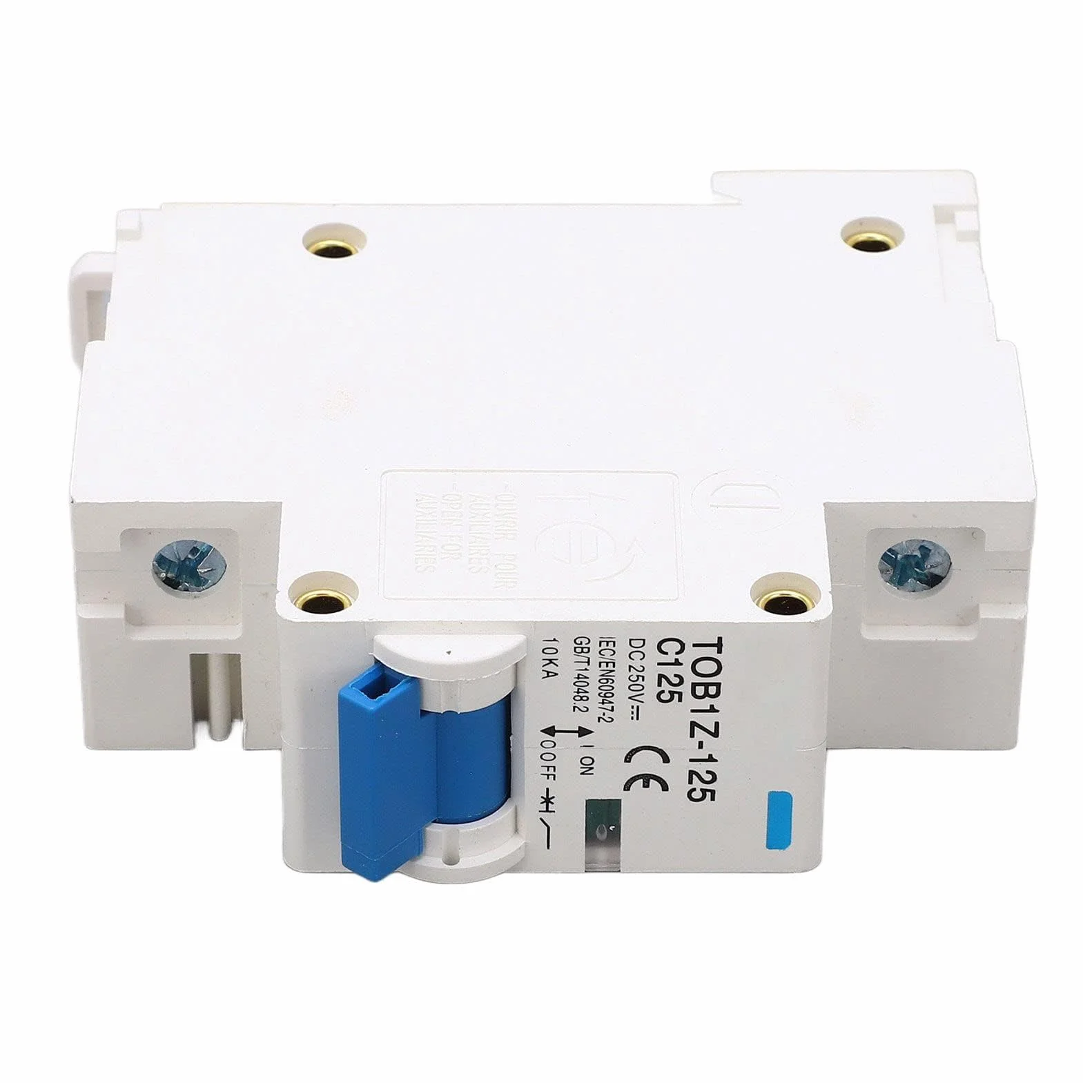 Miniaturowy Wyłącznik Prądu Stałego, 125A DC250V 1P Zabezpieczenie Wyłącznika do Systemu Fotowoltaicznego Samochód Elektryczny, Mocowanie DIN 35mm