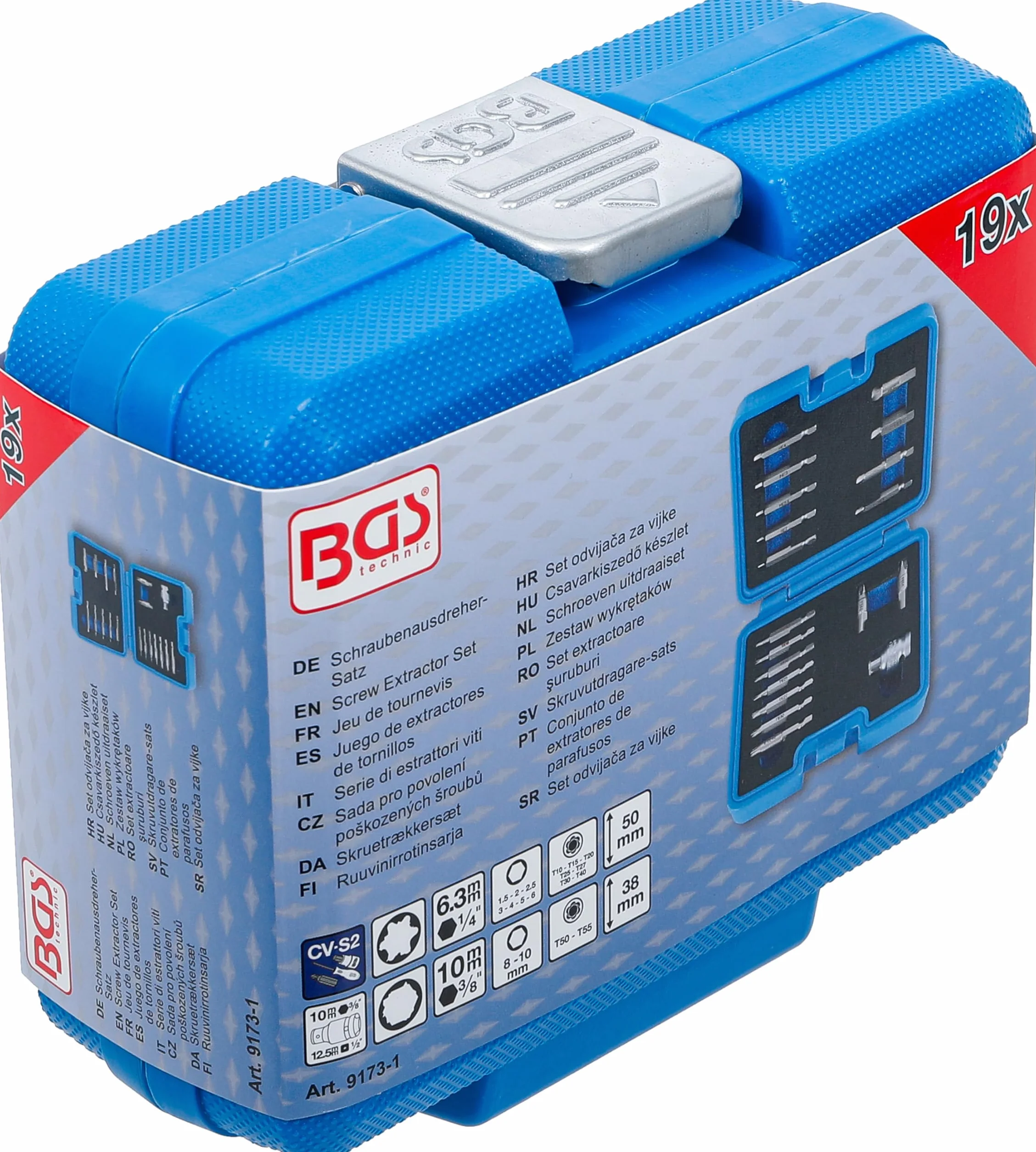 BGS 9173-1 | Zestaw wykrętaków | do gniazdo sześciokątneów 1,5-10 mm/profil T (do Torx) | T10 - T55 | 19 szt.
