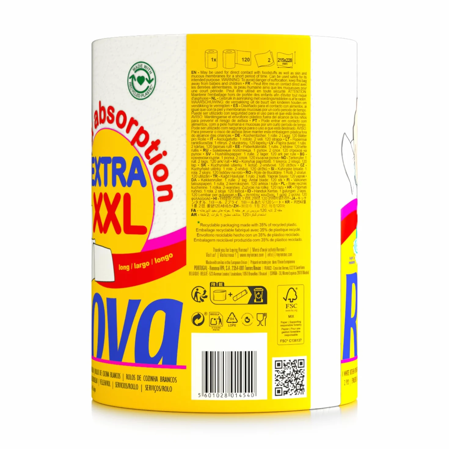 Renova 200058150 Ręcznik Papierowy, 120 Arkuszy, Biały