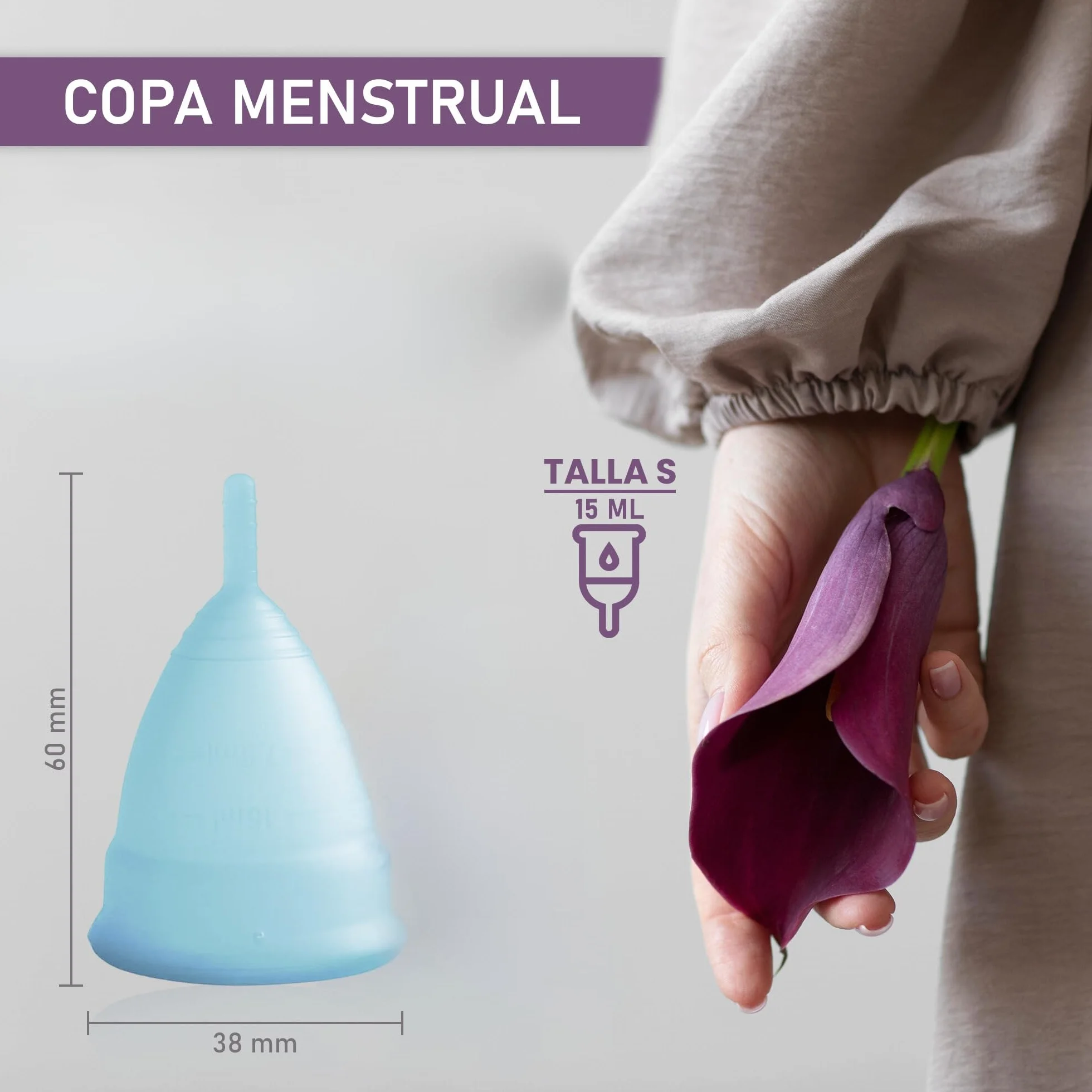 Kubki menstruacyjne Bibrad- 3 kubki menstruacyjne w rozmiarach S, M i L, kubek do sterylizacji i bawełniana torba transportowa - 100% miękki silikon klasy medycznej zmywalny i wielokrotnego użytku