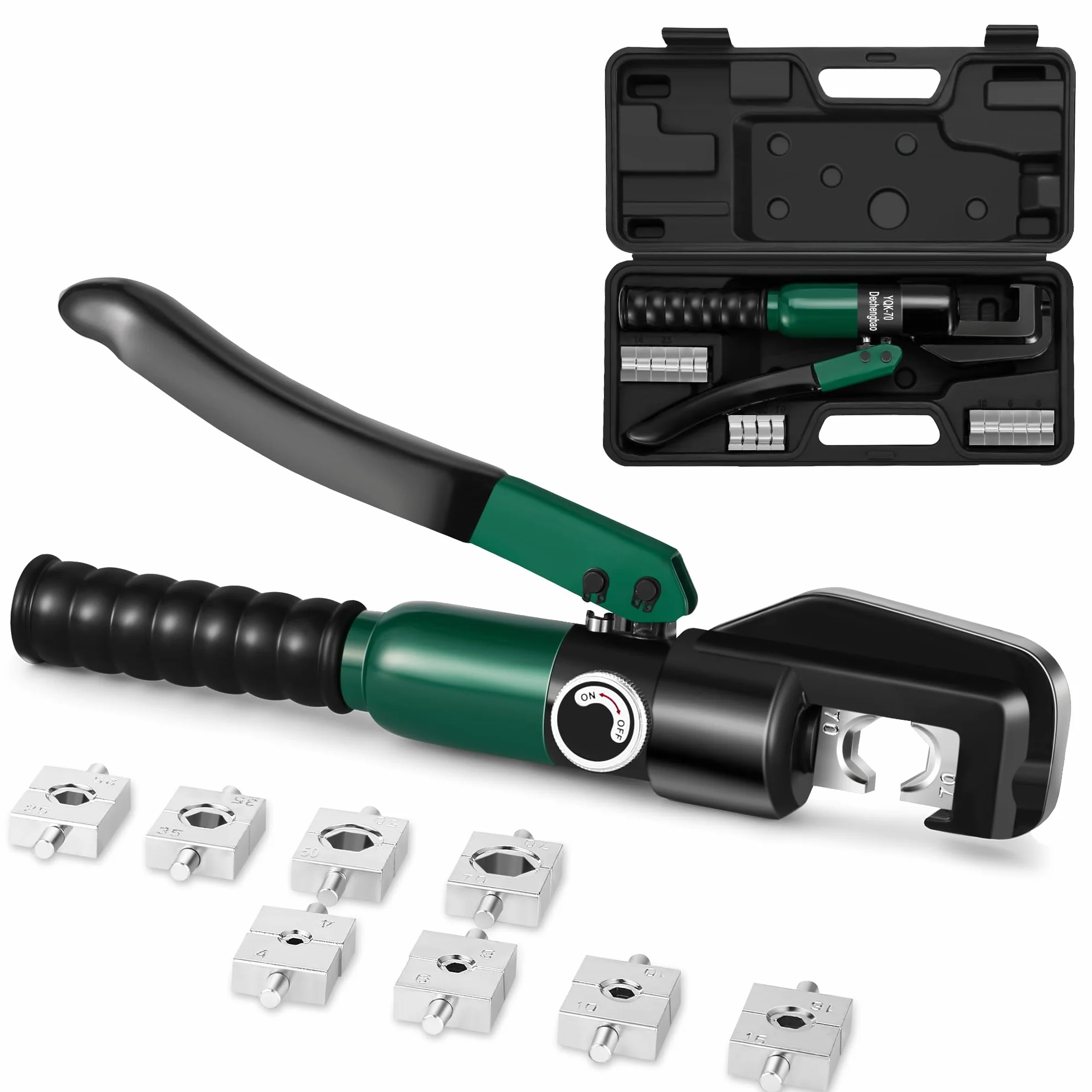 Hydrauliczne Zaciskarki do Kabli 6-70 mm², Zestaw Narzędzi do Zaciskania Przewodów Elektrycznych z 8 Matrycami (4-70 mm²)