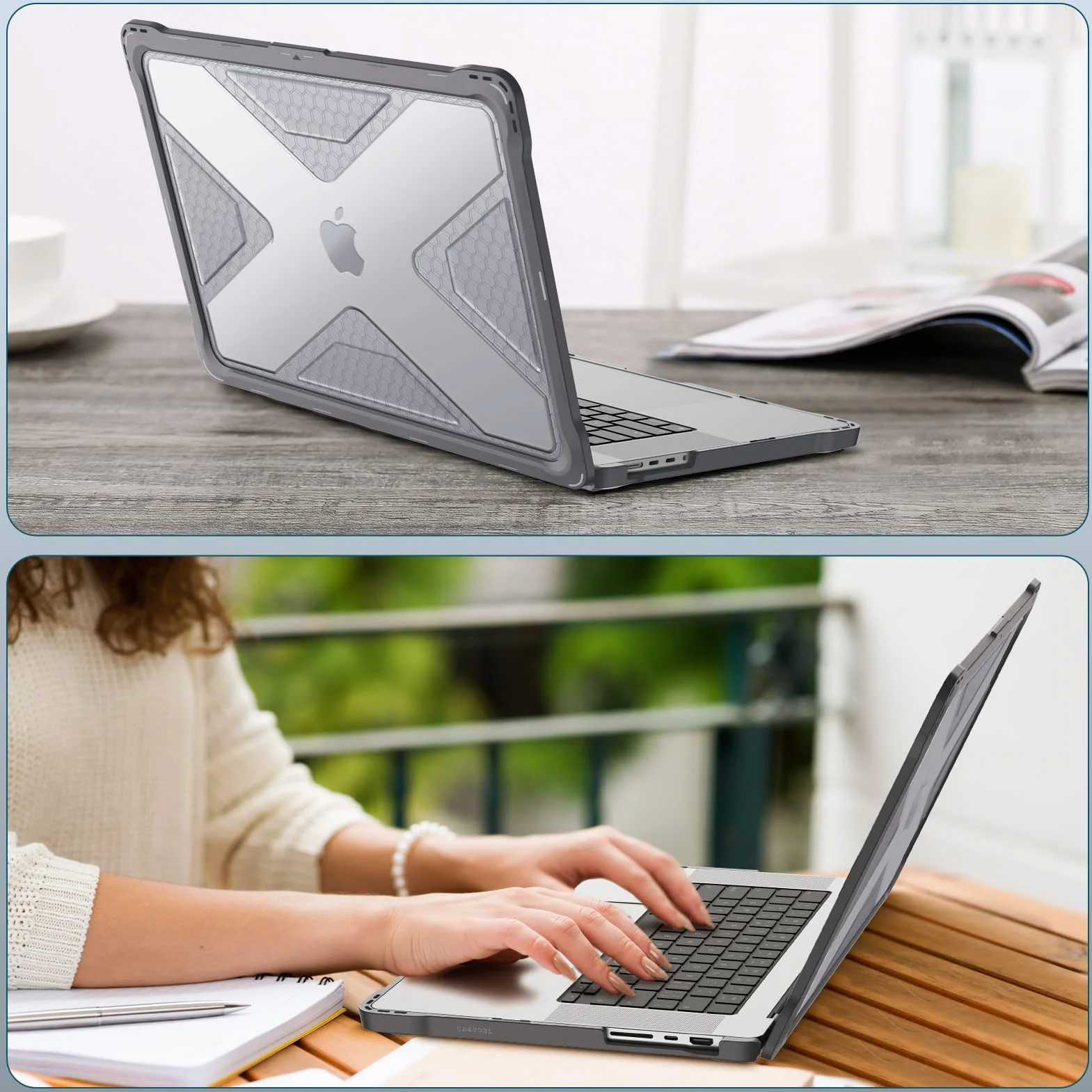 Fintie Etui kompatybilne z MacBook Pro 16" (wydanie 2023-2021), A2991, A2780, A2485, M3, M2, M1 Pro/Max, wytrzymałe etui ochronne z TPU, odporne na uderzenia etui kompatybilne z MacBook Pro 16, szare