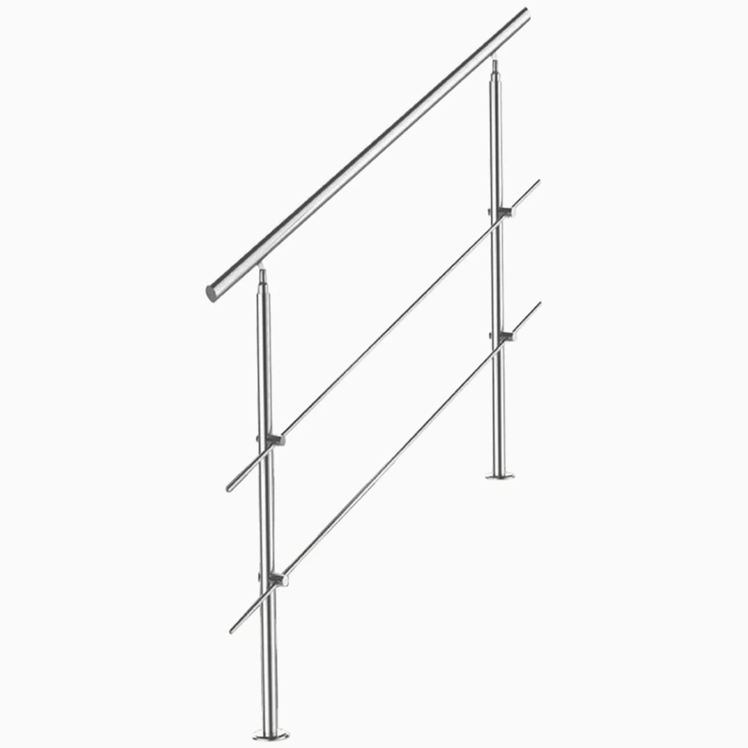Poręcz ze stali nierdzewnej, do balustrady schodowej, na balkon, 160 cm, z 2 poprzeczkami Ø 42 mm, do wewnątrz i na zewnątrz