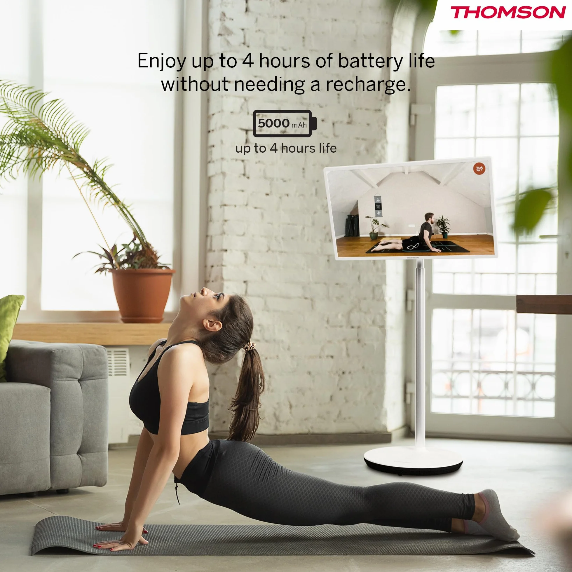 Thomson Go TV 32 cale (81 cm), przenośny telewizor z systemem Android – HD Ready (1366×768), sterowanie głosowe, Bluetooth 5.1, Wi-Fi, funkcja hotspotu, do 4 godzin pracy na baterii
