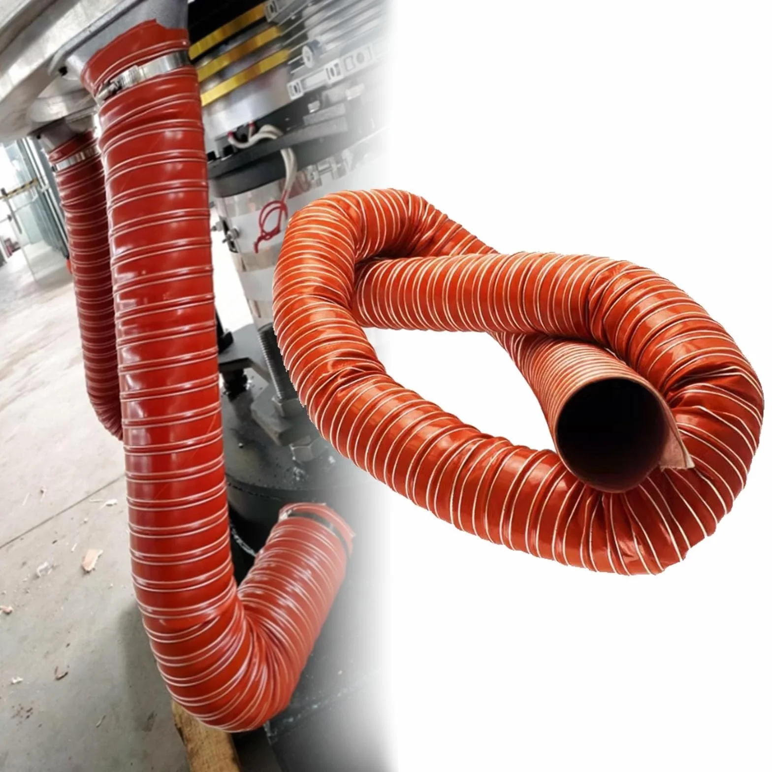 Pogrubiony przewód elastyczny 32 mm, ognioodporny wąż odpływowy HVAC z 2 zaciskami zaciskowymi, odpowiedni do okapów kuchennych, rur odpływowych suszarek, okapów ssących - 1