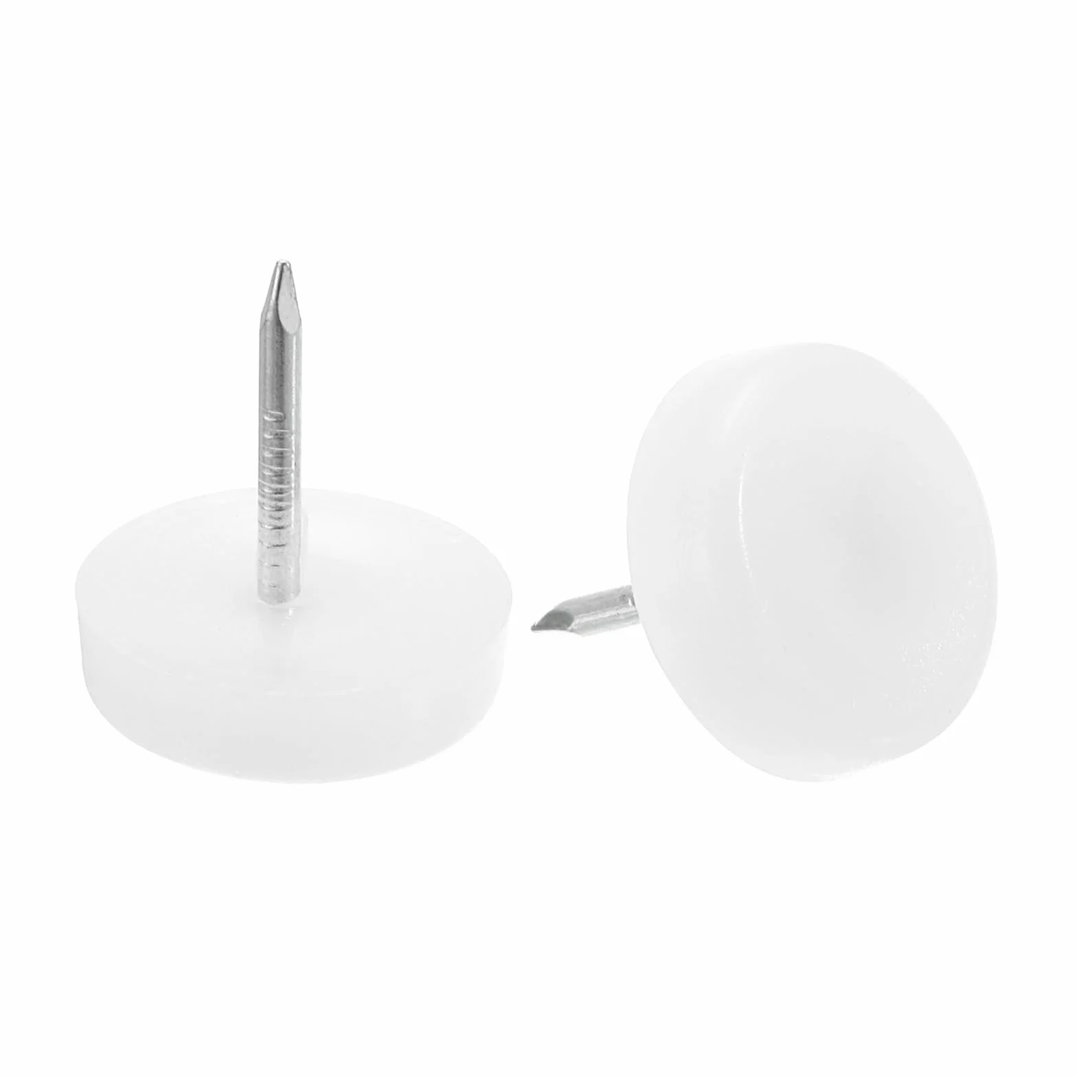 QUARKZMAN Ślizgacze meblowe z gwoździami, 50 szt., 19 mm, plastikowe, nóżki meblowe, stopki do mebli, stopki do mebli, ochrona podłogi do mebli drewnianych, białe