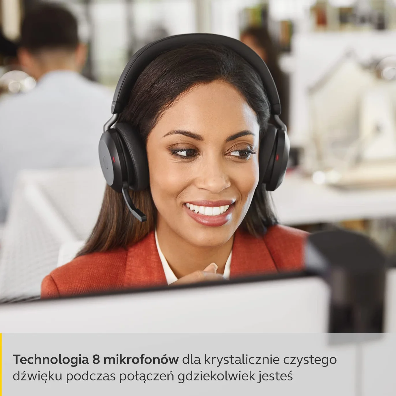 Jabra Evolve2 75 Wireless PC Headset with 8-Microphone Technology - Dual Foam Stereo Headphones with adjustable Advanced Active Noise Cancellation, USB-C Bluetooth Adapter and UC Compatibility - Black