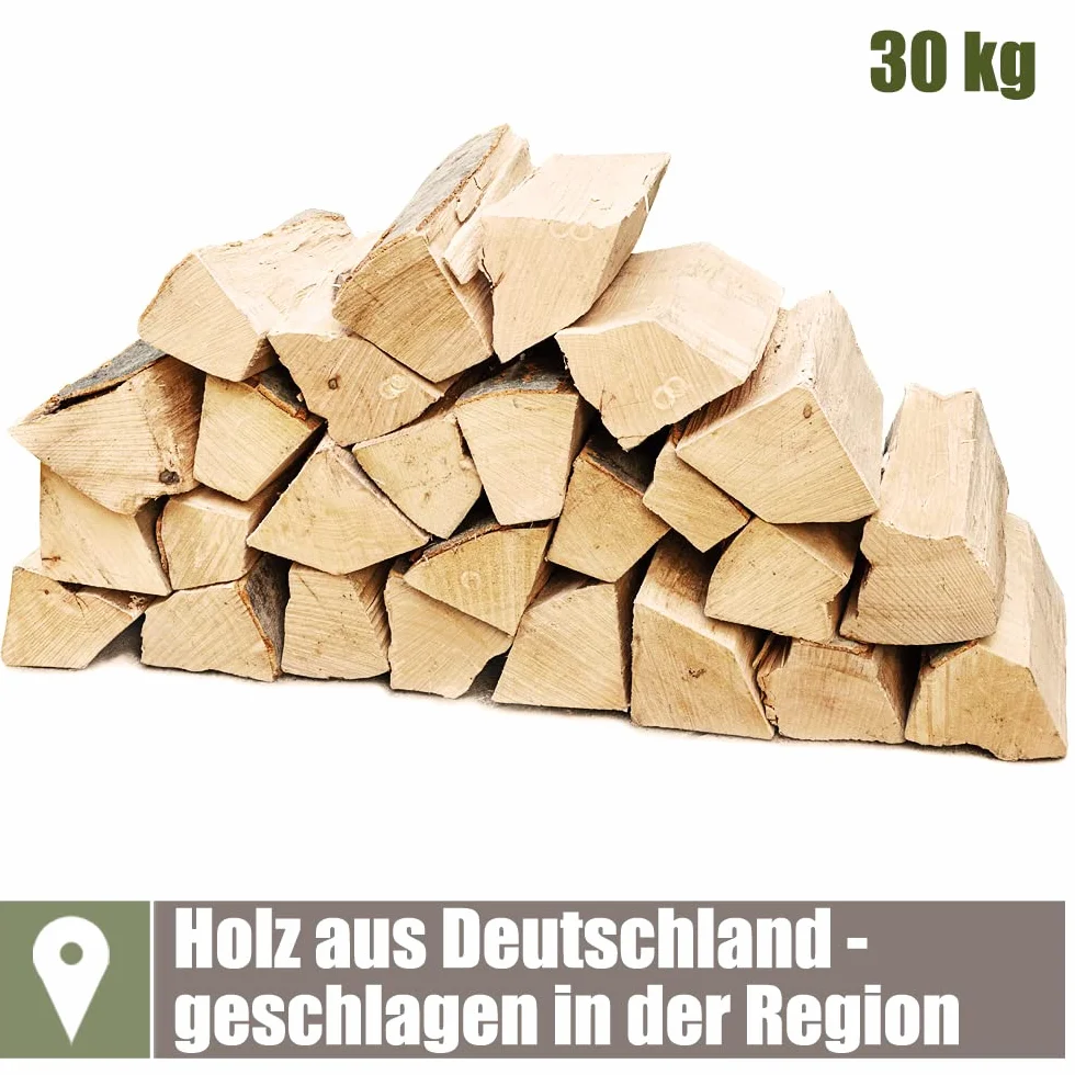 Drewno opałowe z czystego buku, 25 cm i 33 cm, 30 kg, do kominka, ogniska, paleniska, grilla, drewno bukowe, suszone, gotowe do użycia w piekarniku, polana Kingpower, długość: 25 cm