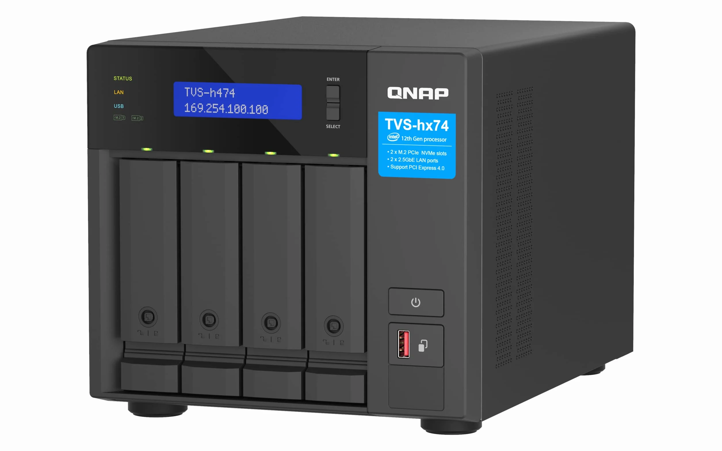 QNAP TVS-h474-PT-8G Intel Pentium Gold G7400 2-rdzeniowy 3,7 GHz 8 GB SODIMM DDR4 Czarny