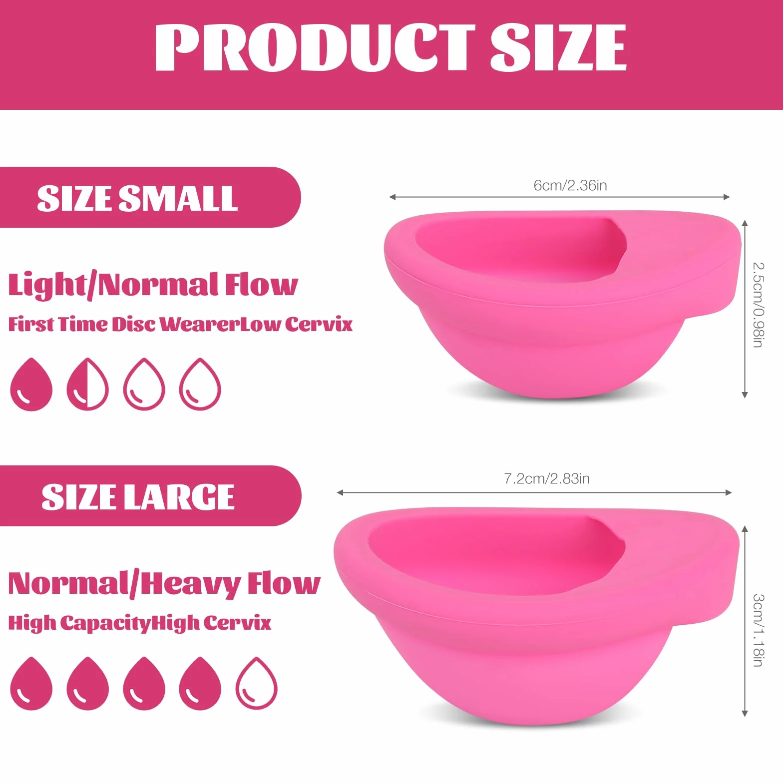 Dysk menstruacyjny, Menstrual Disc, krążek menstruacyjny wielokrotnego użytku, kubek menstruacyjny z miękkiego silikonu medycznego, alternatywne miękkie tampony (różowe, S+L)