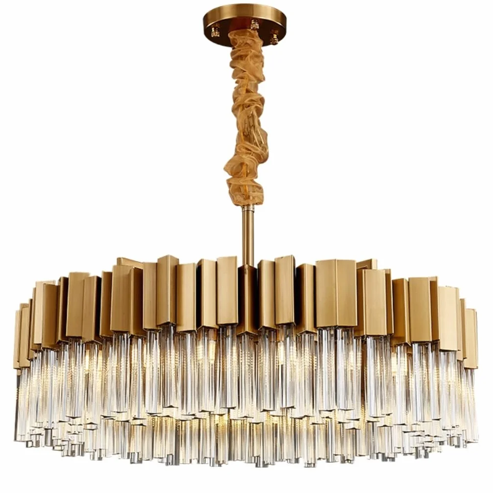 Lampa Wisząca, Restauracji, Kryształowy Okrągły Żyrandol Ze Stali Nierdzewnej Lampy Wiszące Do Salonu Jadalnia Sypialnia Home Decor Wewnętrzne(80cm)