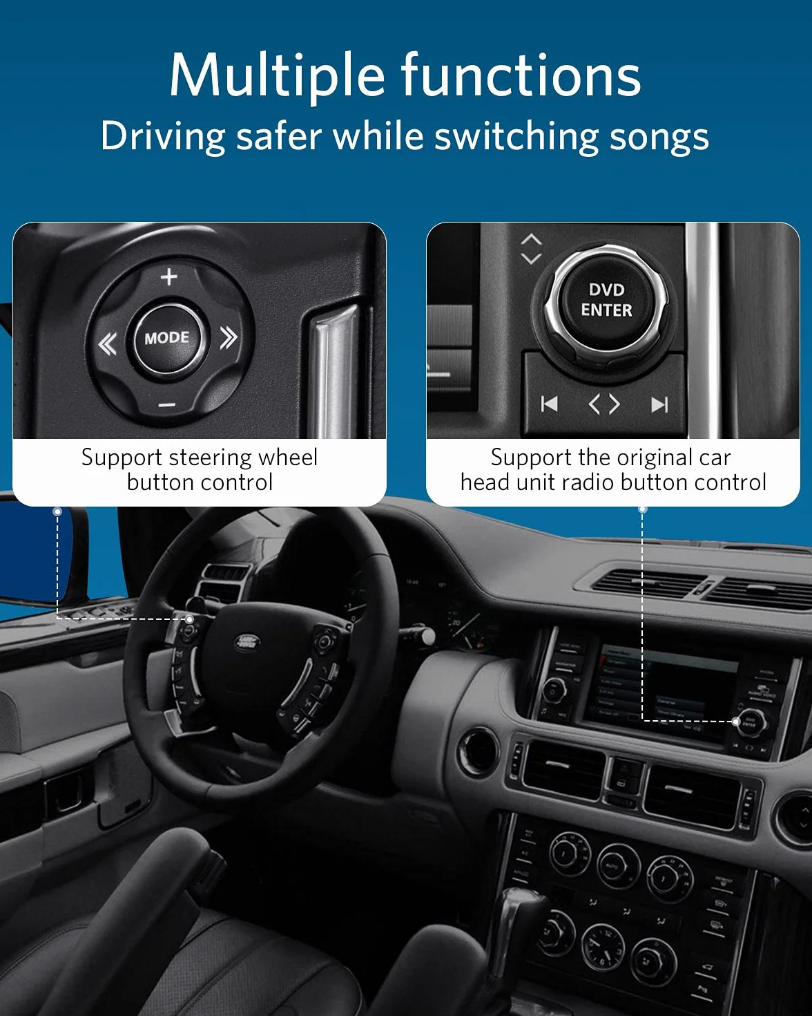 Airdual Adapter Bluetooth kompatybilny z Land Rover Range Rover Android i iPhone Bezprzewodowy adapter do iPoda Samochodowa integracja przewodowa