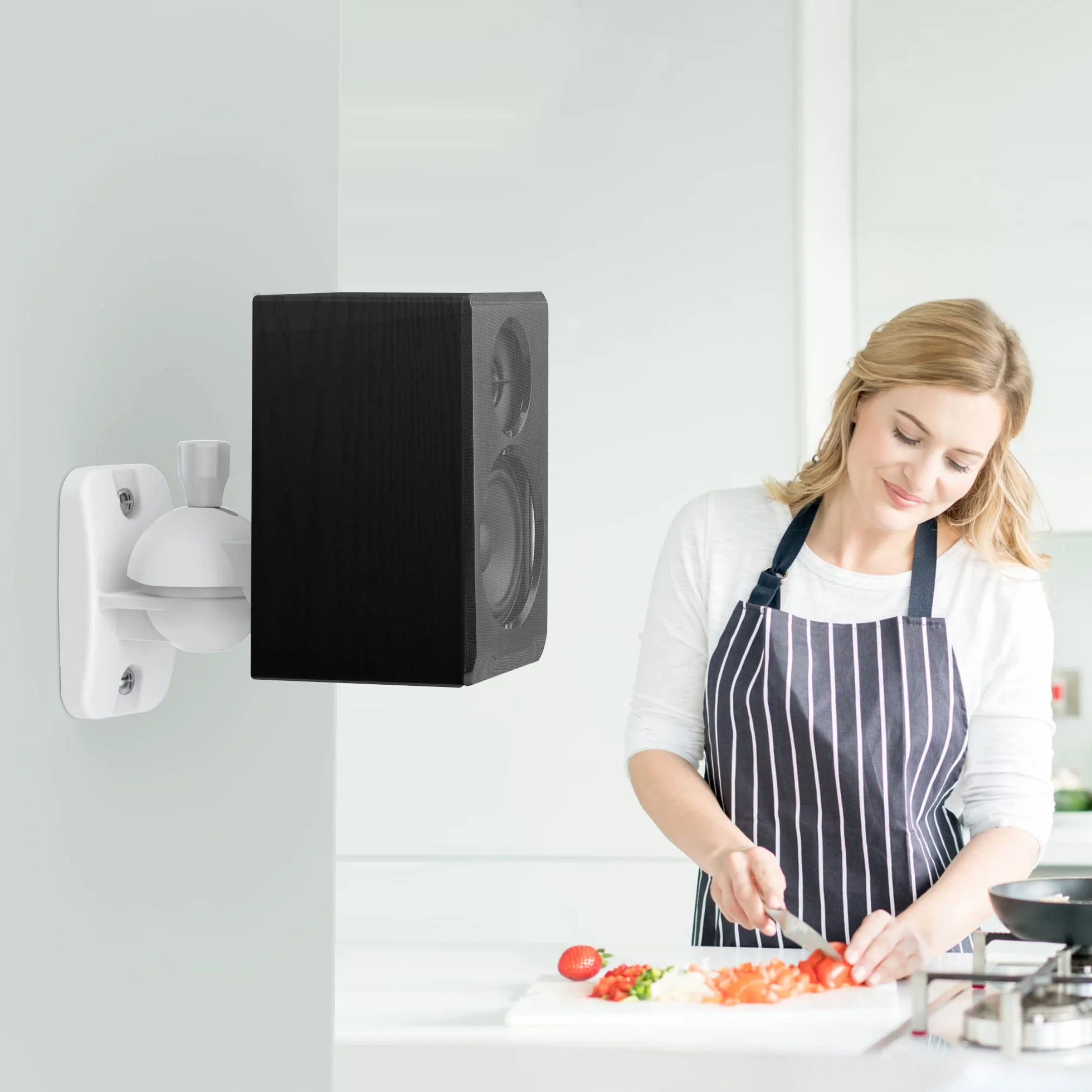 Cozycase Uchwyty naścienne do głośników z mocowaniami - Regulowany zestaw do montażu głośników satelitarnych na ścianie | Obrotowy | Przechylany dla głośników surround, uchwyt do 3.5kg, Czarny (Biały