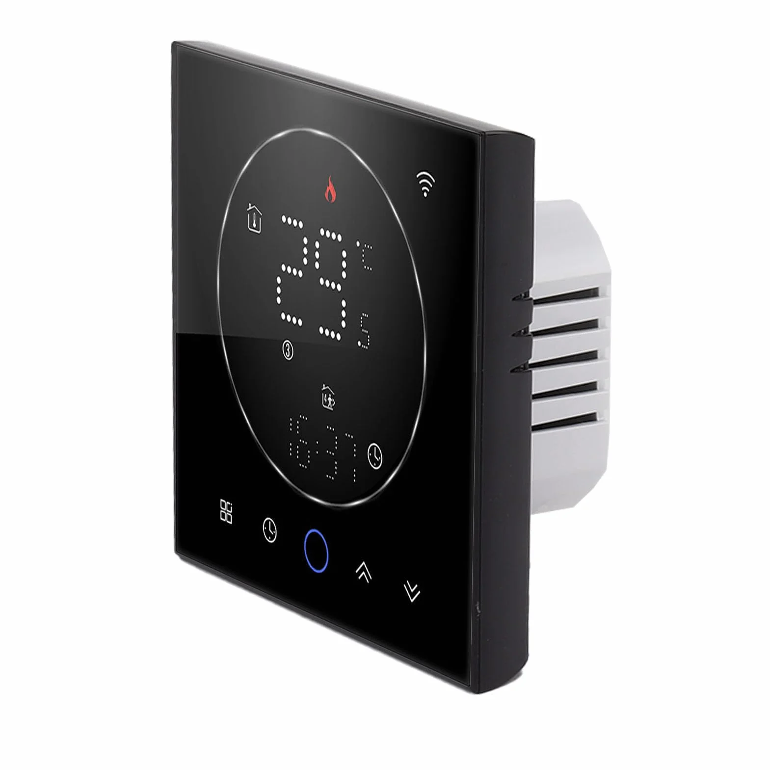 Cocoarm Programowalny Inteligentny Termostat Domowy Termostat WiFi z Ekranem Dotykowym LED AC 95 do 240 V 41 do 95F 16A Sterowanie Głosowe Ogrzewania Elektrycznego Mieszkanie Biurowe w Domu (BLACK)