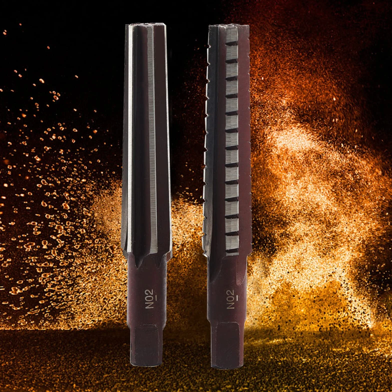 Morse Taper Reamer, 2 szt. gruboziarnisty Morse Taper Reamer wysoka stal węglowa prosty trzpień ręczny zwężający rozwiertak ręczny (MT2# gruby zawias + delikatny zawias)