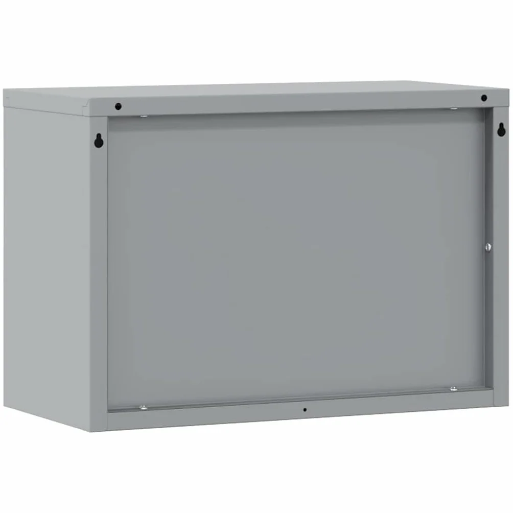 Szafa narzędziowa czarna i szara 50 x 25 x 35 cm z materiału drewnopochodnego i stali, szafka warsztatowa z szufladą, regał, półka i drzwi do garażu, piwnicy, warsztatu