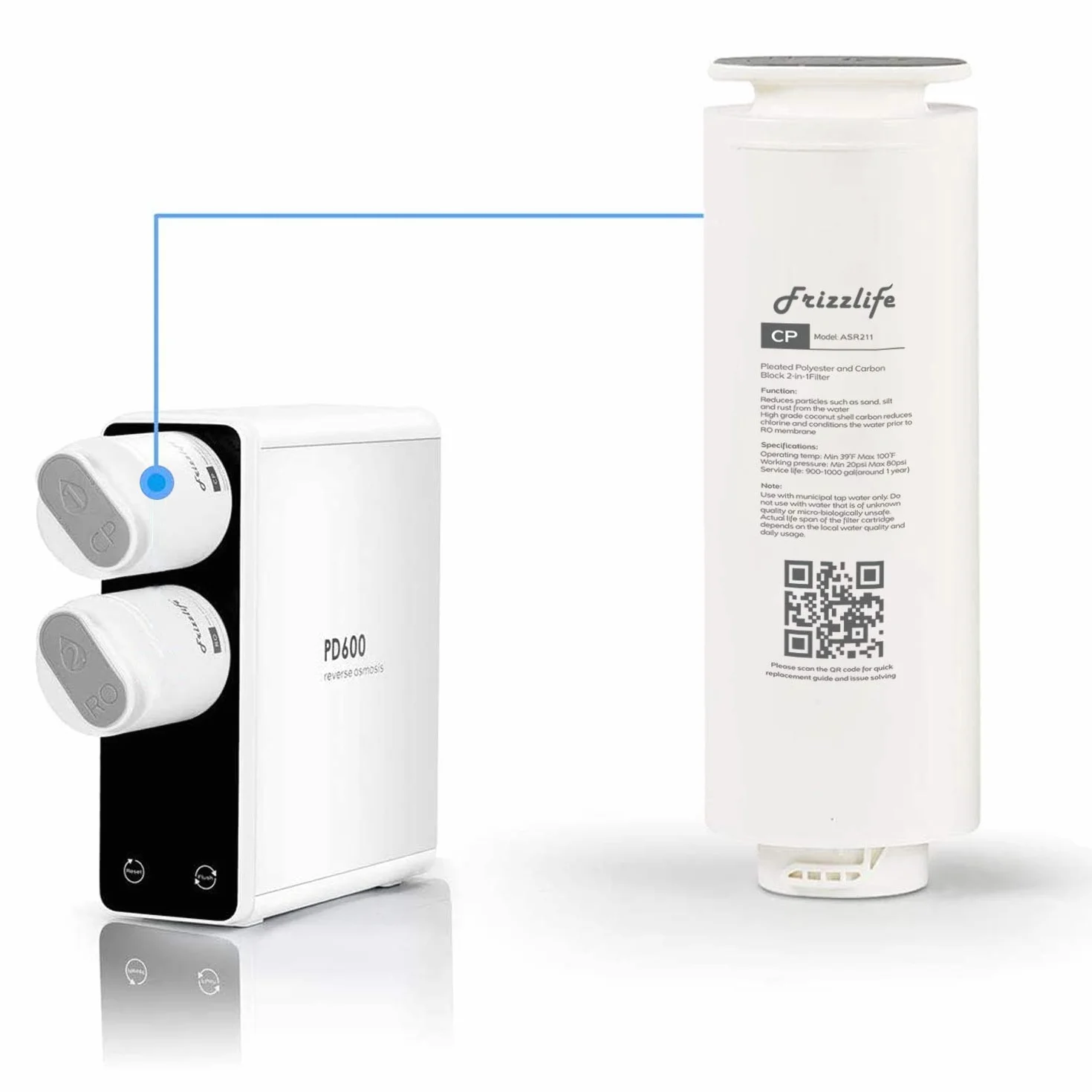 Frizzlife ASR211 Wymienny wkład filtrujący do systemu odwróconej osmozy PD600-TAM3, PD400, PD500, PD800-TAM4 (1. etap)
