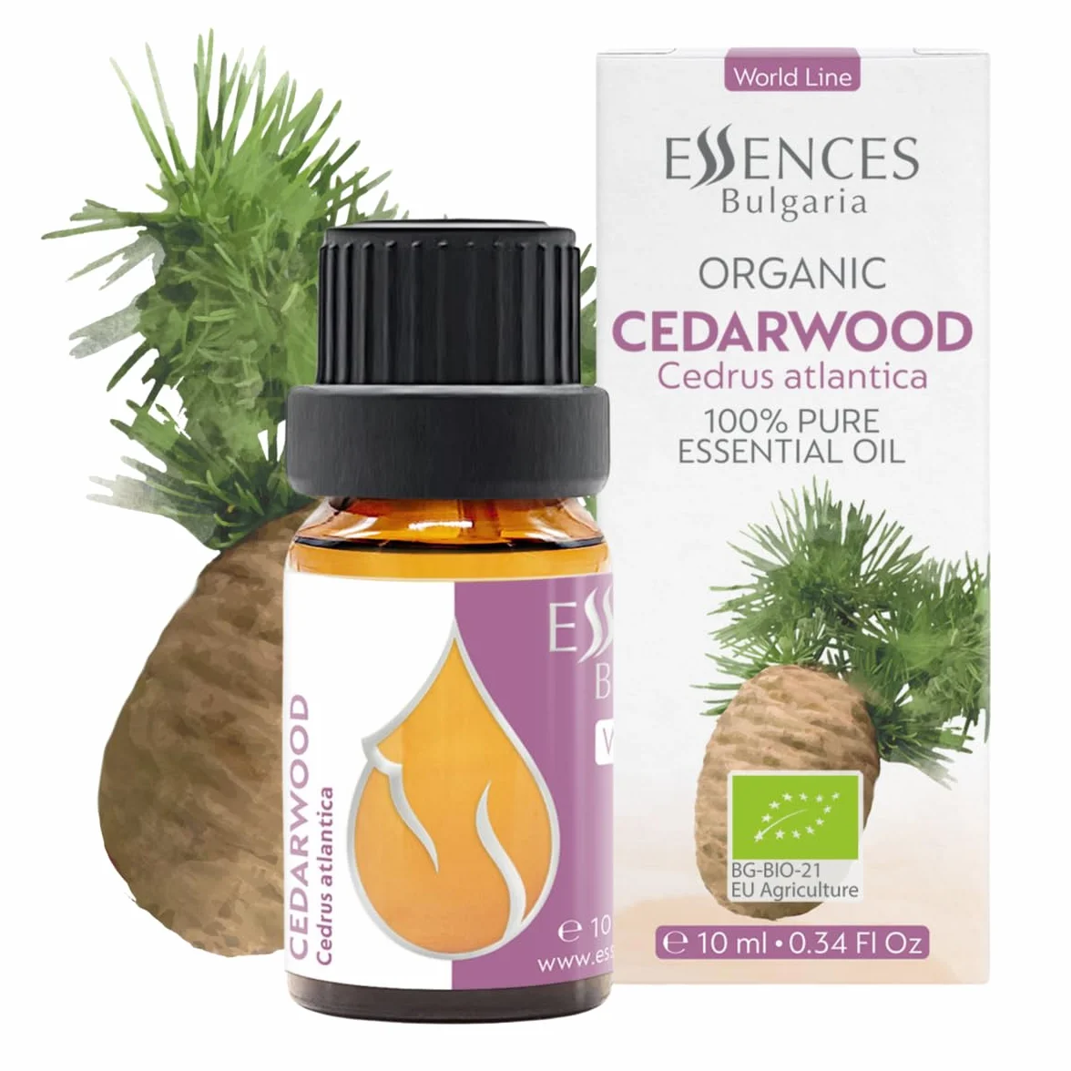 Essences Bułgaria Organiczny Olejek Eteryczny z Drzewa Cedrowego 10ml | Cedrus atlantica | 100% Czysty i Naturalny | Nierozcieńczony | Klasa Terapeutyczna | Aromaterapia | Kosmetyki | Bez okrucieństwa