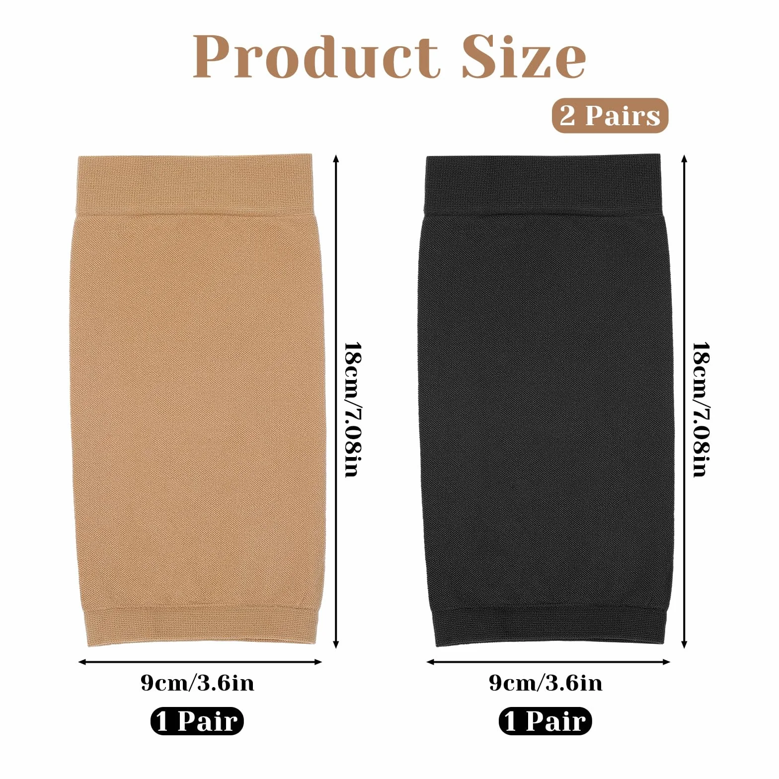 2 pary opasek do tatuażu, 18 x 8 cm, korektor przedramienia, modne rękawy dla kobiet mężczyzn, pielęgnacja po tatuażu, ochrona przed promieniowaniem UV (czarny, kolor skóry)
