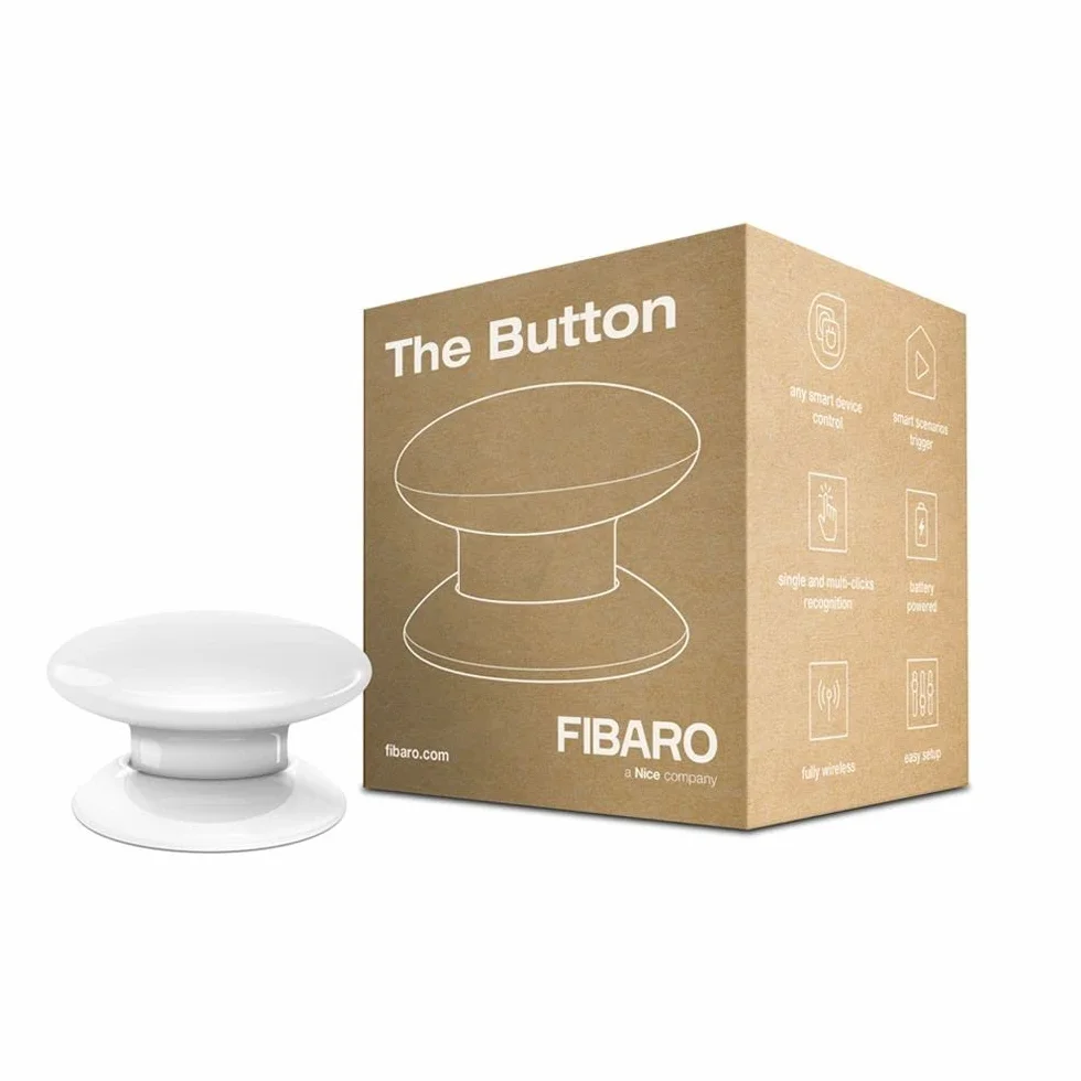 Fibaro The Button White Z-Wave Plus Scene Controller, On-Off Trigger, 3.6 V