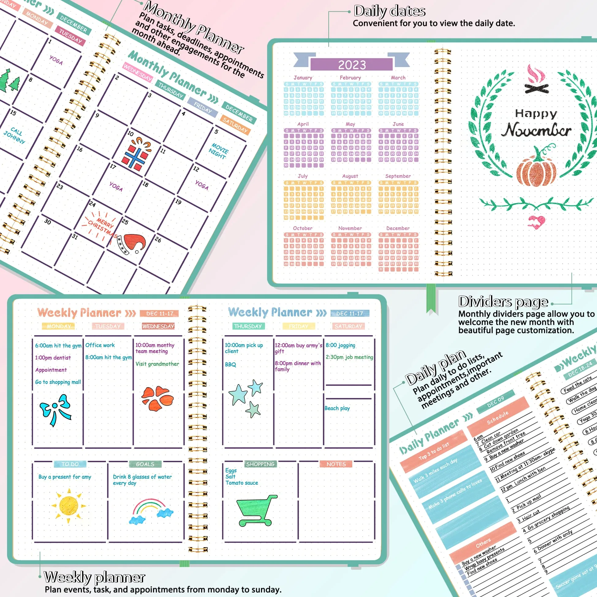 Zestaw szablonów do dziennika Bullet Journal (5,1 x 7,9 cala) - Bullet Journals akcesoria / zestaw akcesoriów do czasopism - szablony do dziennika kulkowego - szablony do planera A5 w kropki