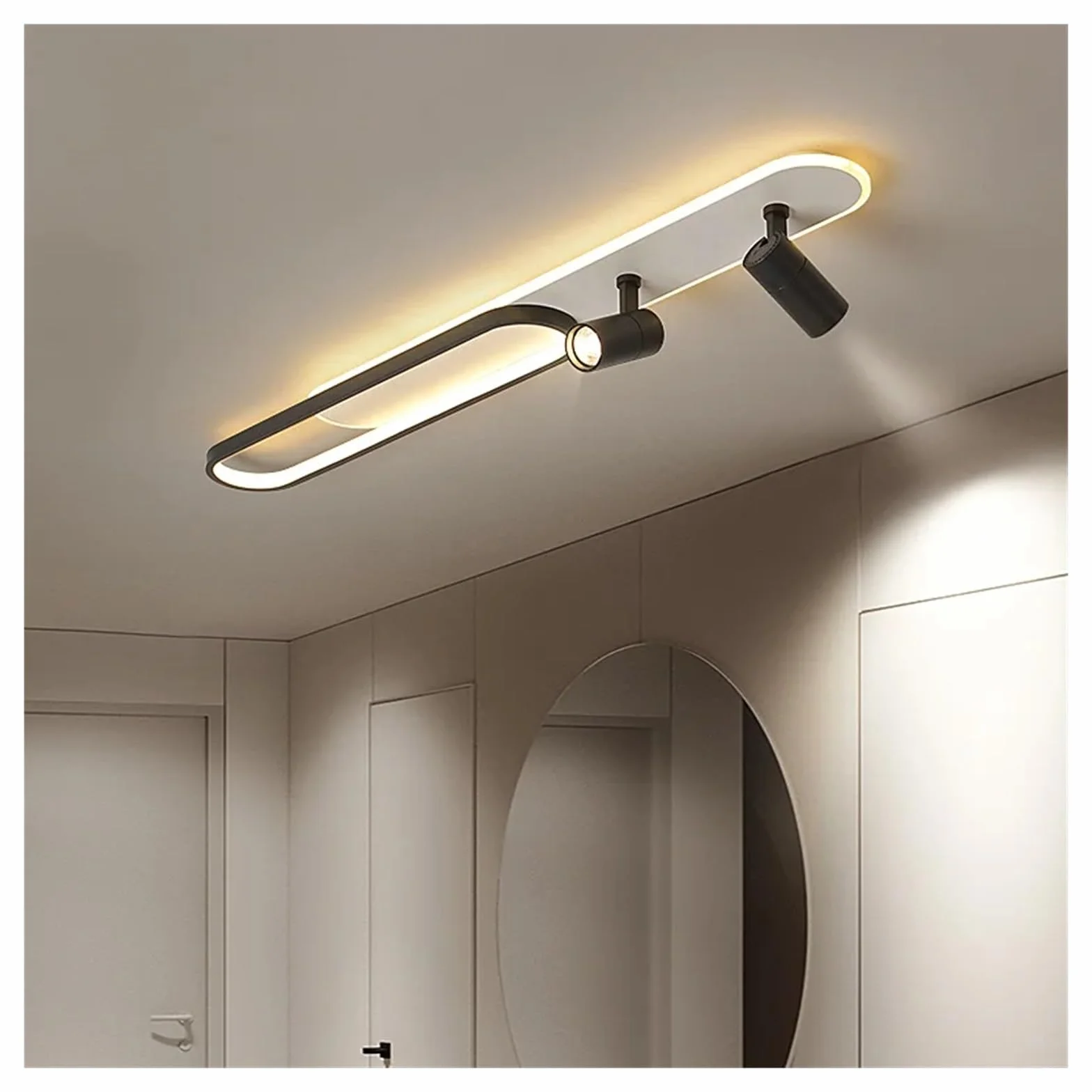 Nowoczesne lampy sufitowe LED z reflektorem do korytarza, kompatybilne z salonem, garderobą, dekoracja domu, oświetlenie LED, żyrandole-złoty-L100 cm