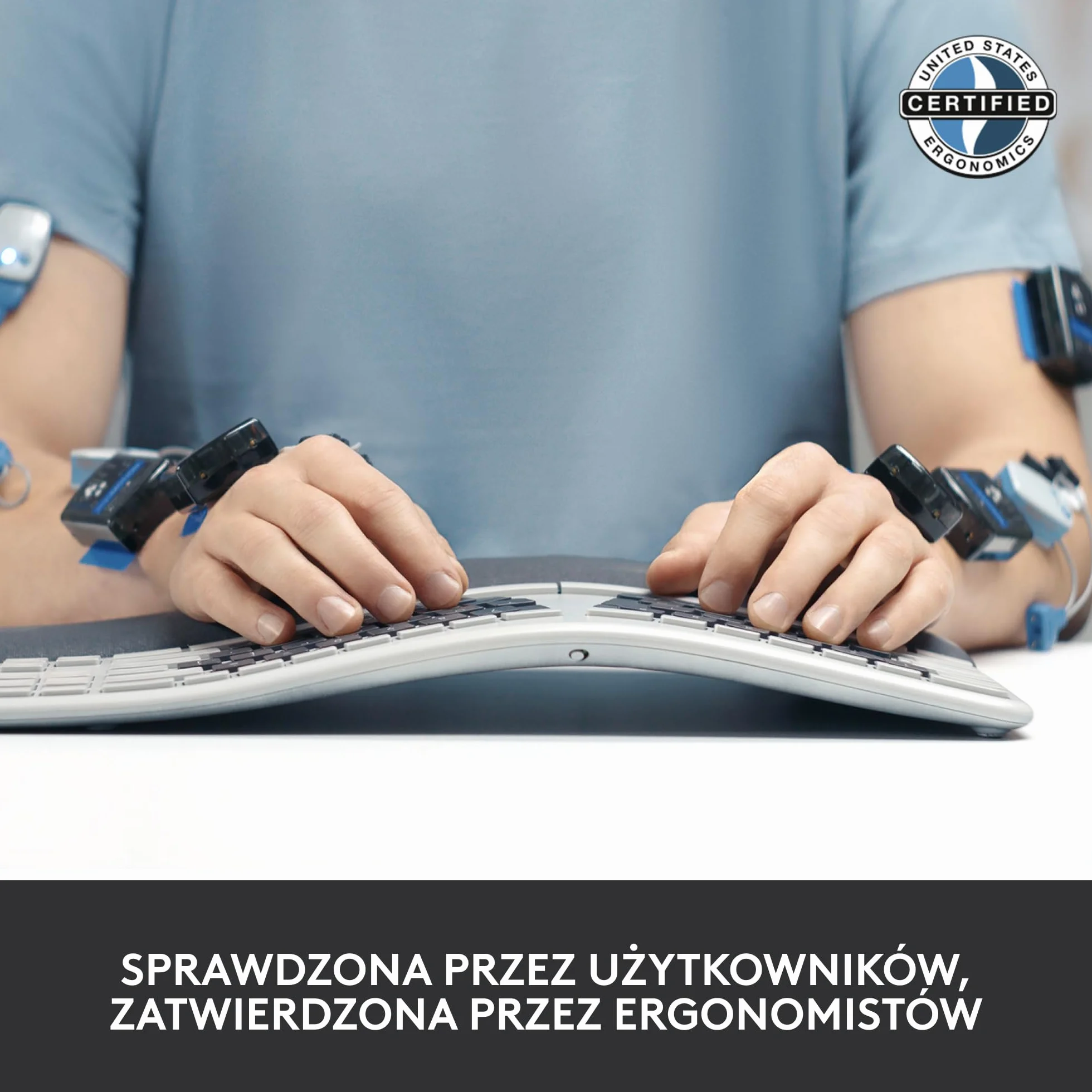 Logitech ERGO K860 - Bezprzewodowa ergonomiczna klawiatura dzielona, podkładka pod nadgarstek, łączność Bluetooth i USB, kompatybilna z Windows/Mac, QWERTY US Intl - Czarny