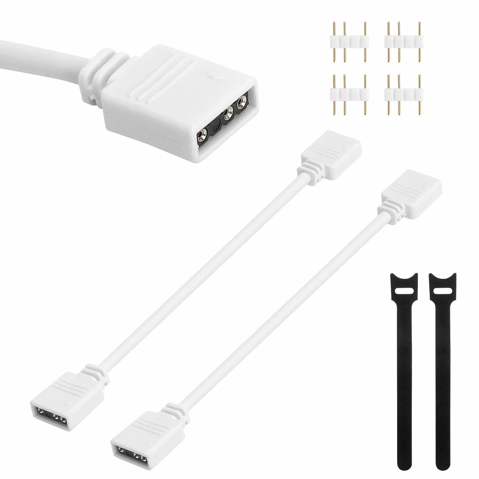 HENGBIRD Przedłużacz ARGB 5V 3-pin 30 cm Biały Kabel Rozdzielacz do Płyty Głównej Wentylator LED