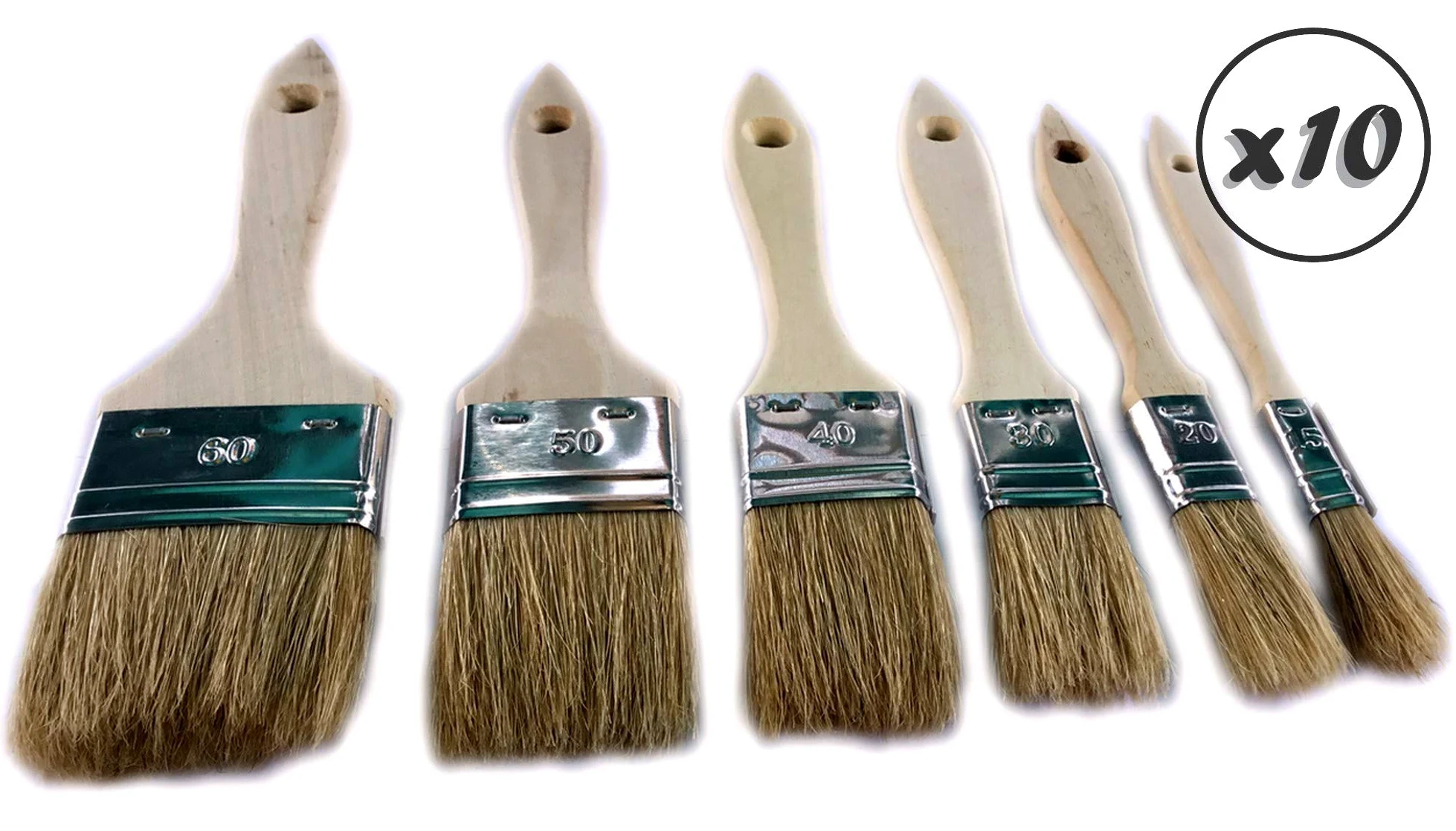 Zestaw 6 pędzli do lakieru jedwabnego | Zestaw 10 zestawów | Szerokość 15-20-30-40-50-60 mm | Multi Grip | Farba olejna akrylowa farba do farb do lazury z żywicy | Kibros LOT_322_6x10