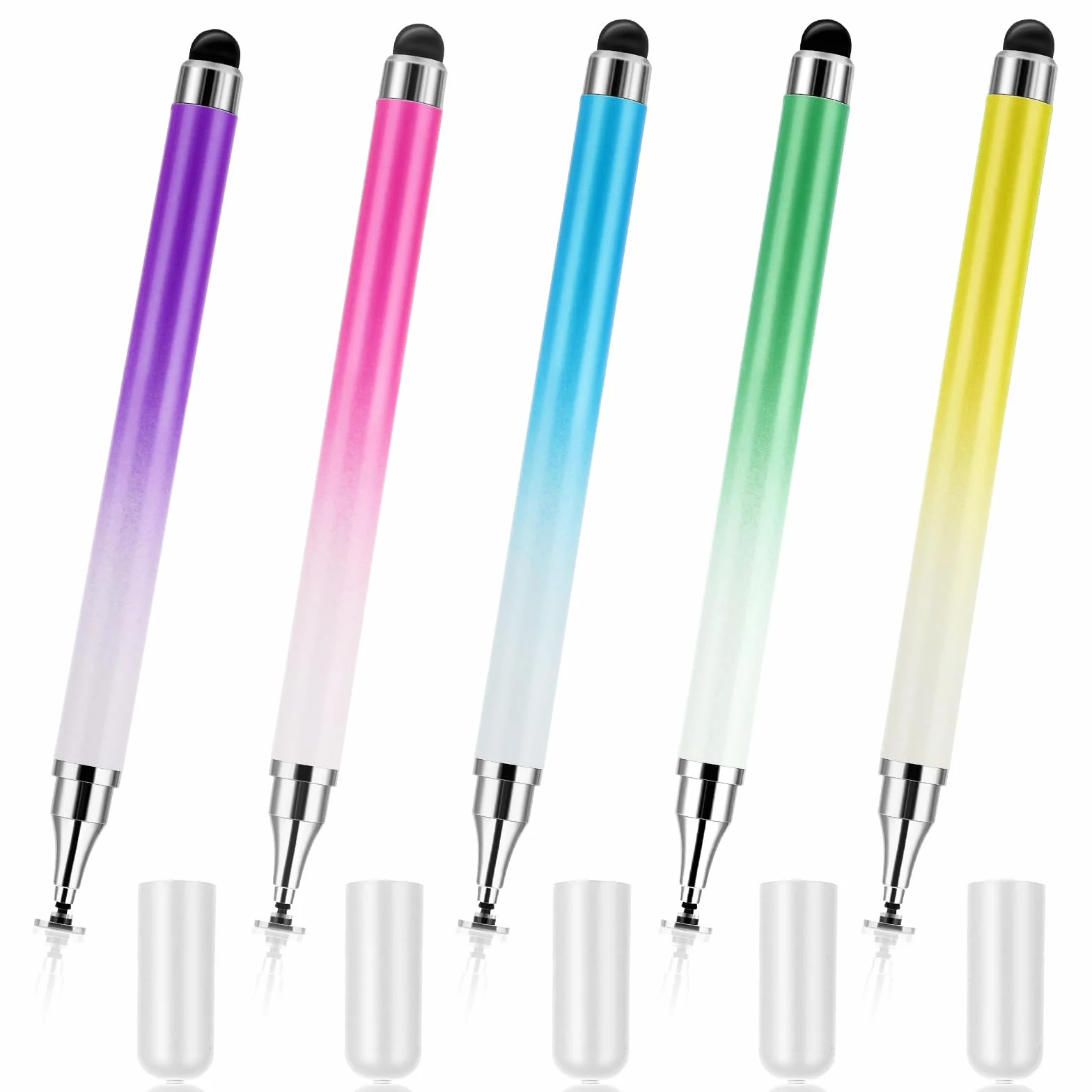 AHQiZFX Pióro do tabletu, 5 sztuk, rysik do ekranu dotykowego do ekranu dotykowego, wysoka czułość, 2 w 1 rysik do telefonu komórkowego, gumowy, rysik, rysik do tabletu, pióra do telefonu komórkowego