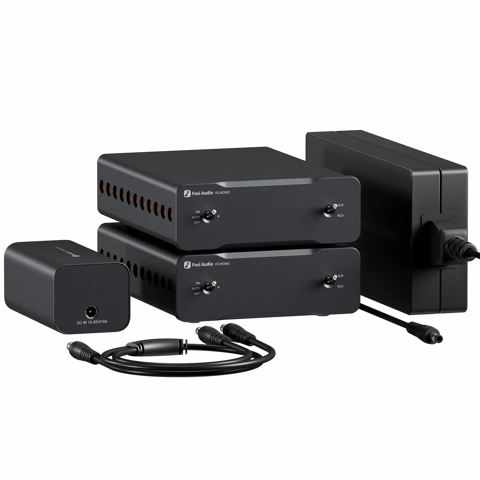 Fosi Audio Due V3 Mono HiFi Audio Amplifier 240W TPA3255 Wzmacniacz Monoblokowy Klasy D Zbalansowane Wejścia RCA/XLR 48V/10A